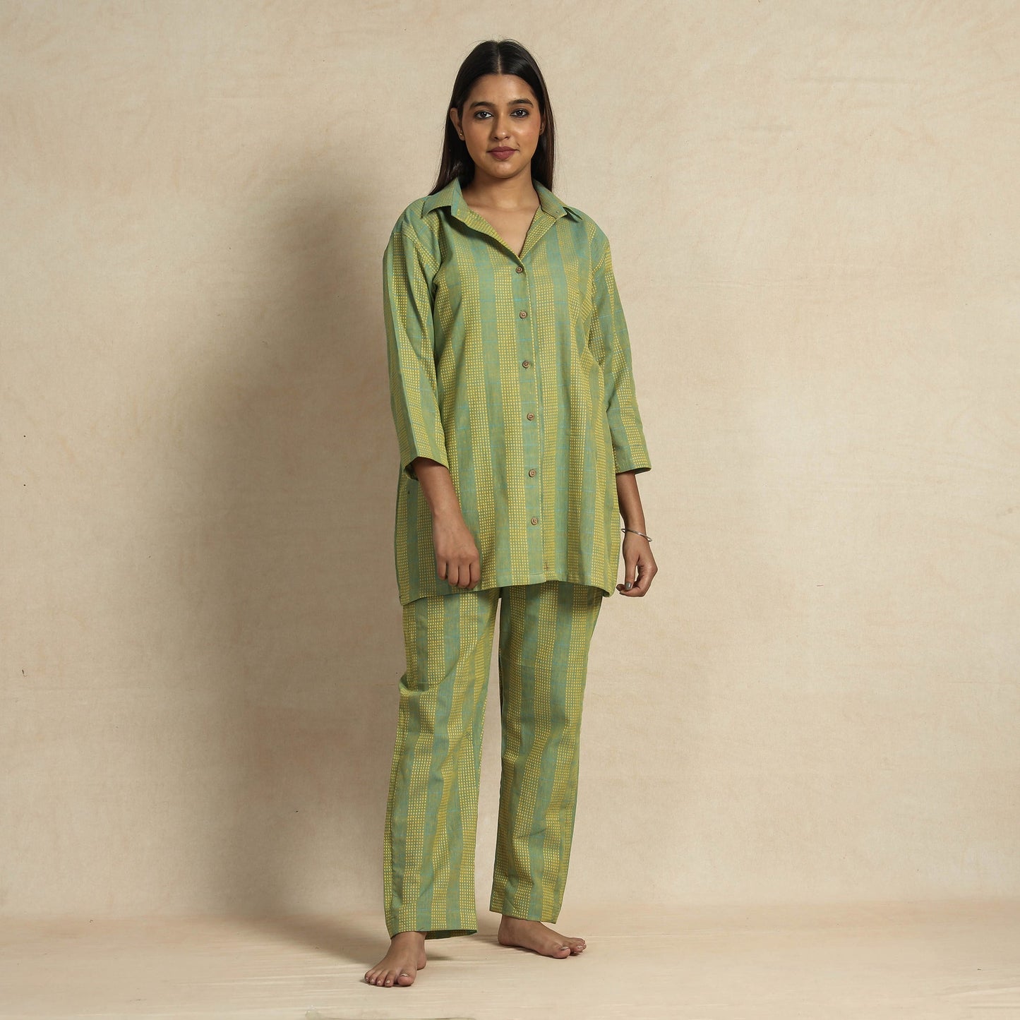 Jacquard Cotton Top & Pyjama Night Suit Set