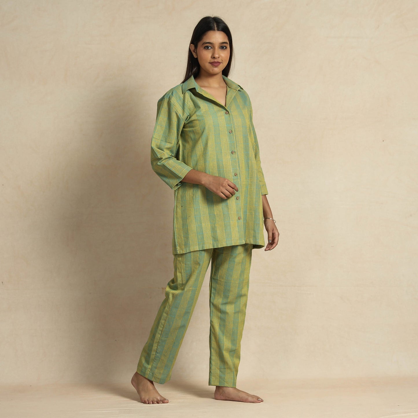Jacquard Cotton Top & Pyjama Night Suit Set