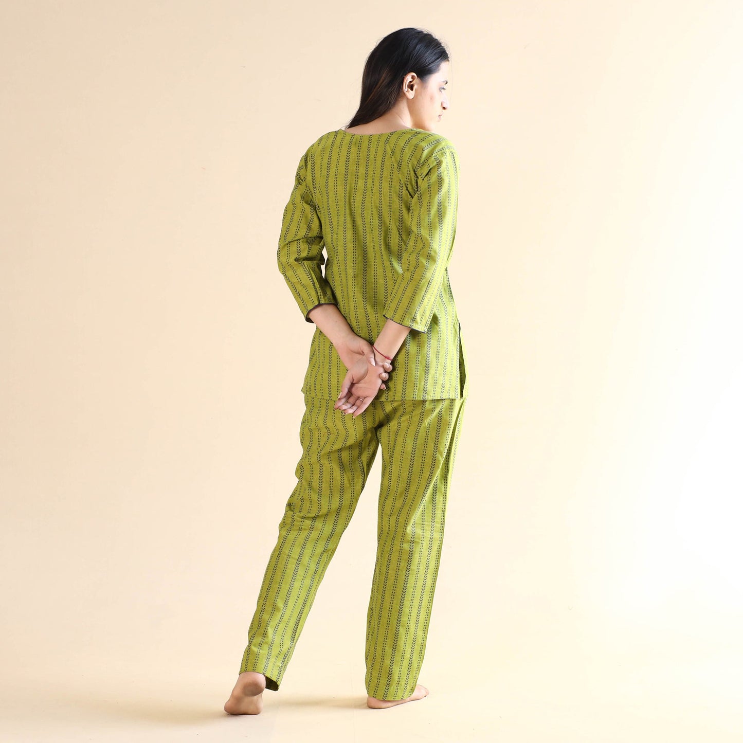 Jacquard Cotton Top & Pyjama Night Suit Set