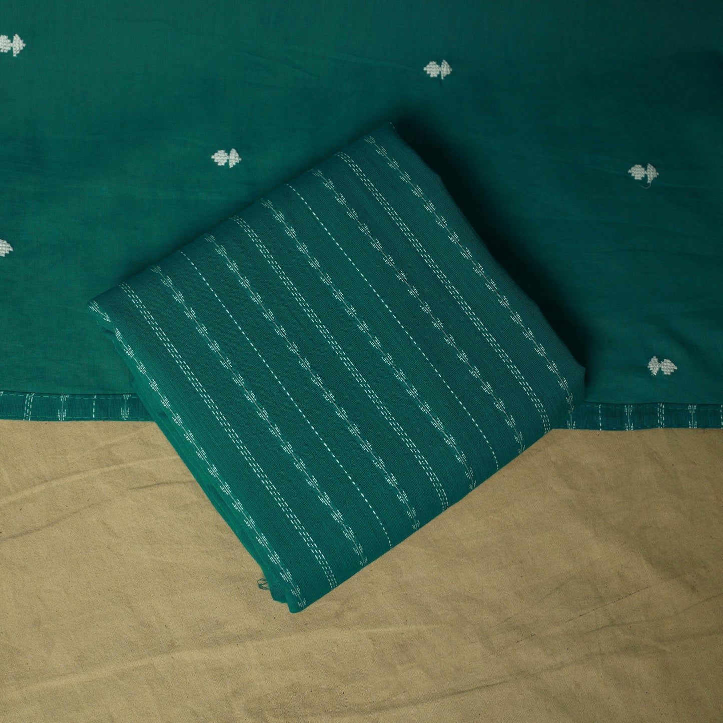 Jacquard embroidered cotton 3pc unstitched dress material