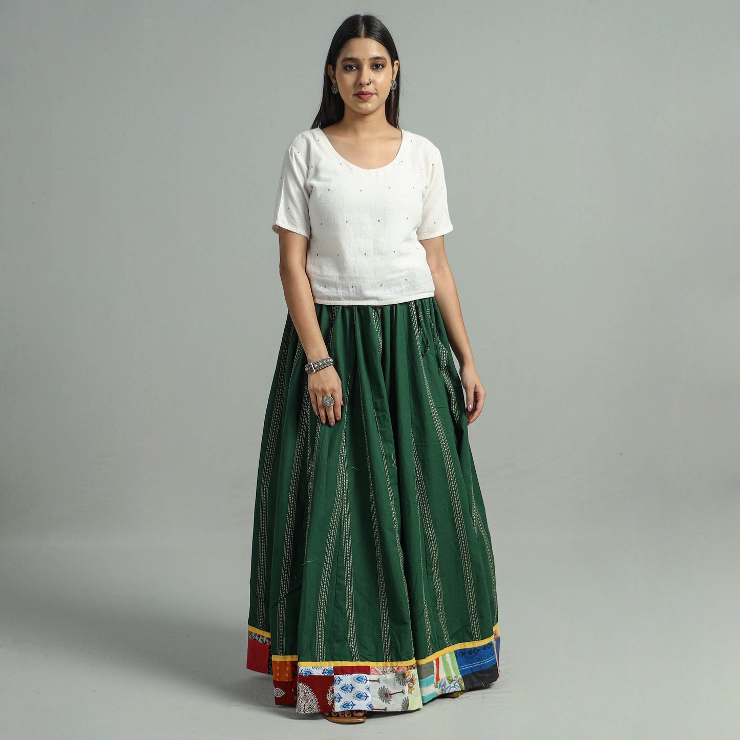 Jacquard Patchwork 24 Kali Cotton Long Skirt 45
