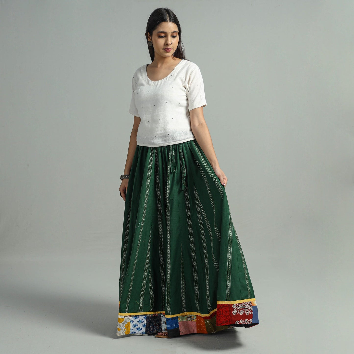 Jacquard Patchwork 24 Kali Cotton Long Skirt 45