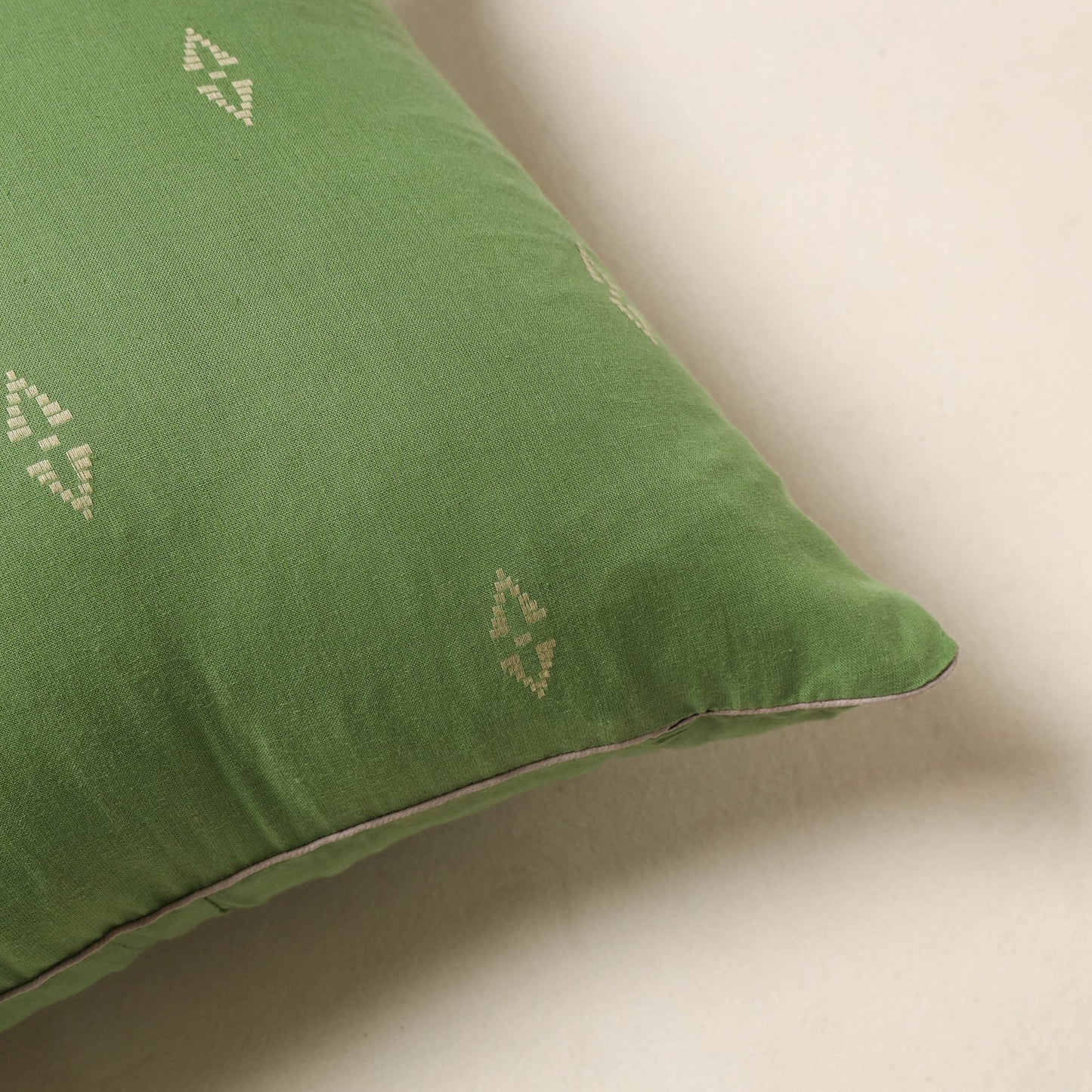 Green - jacquard weave cotton cushion cover 83 - handcrafted