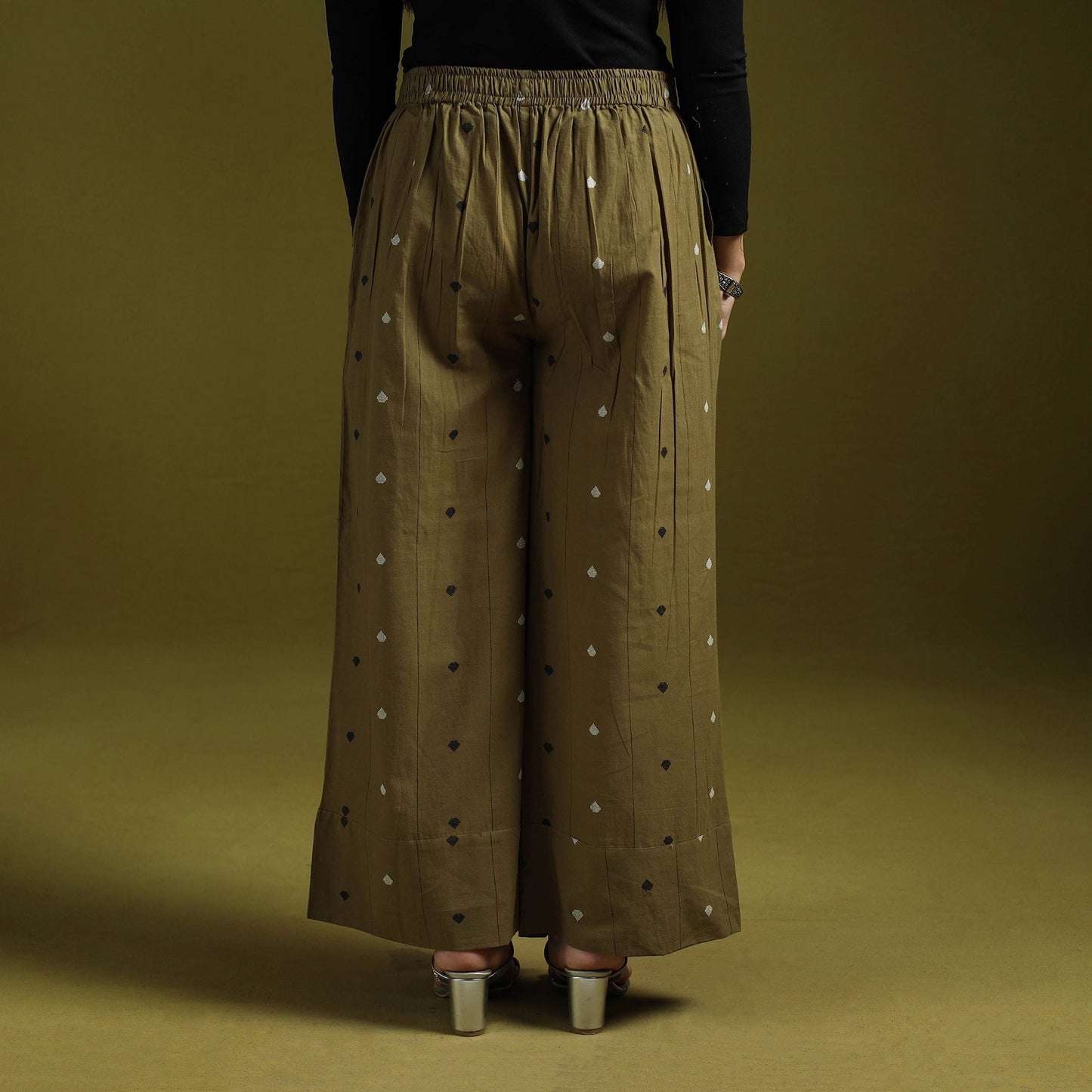 Jacquard weave cotton elasticated palazzo 30 - handcrafted