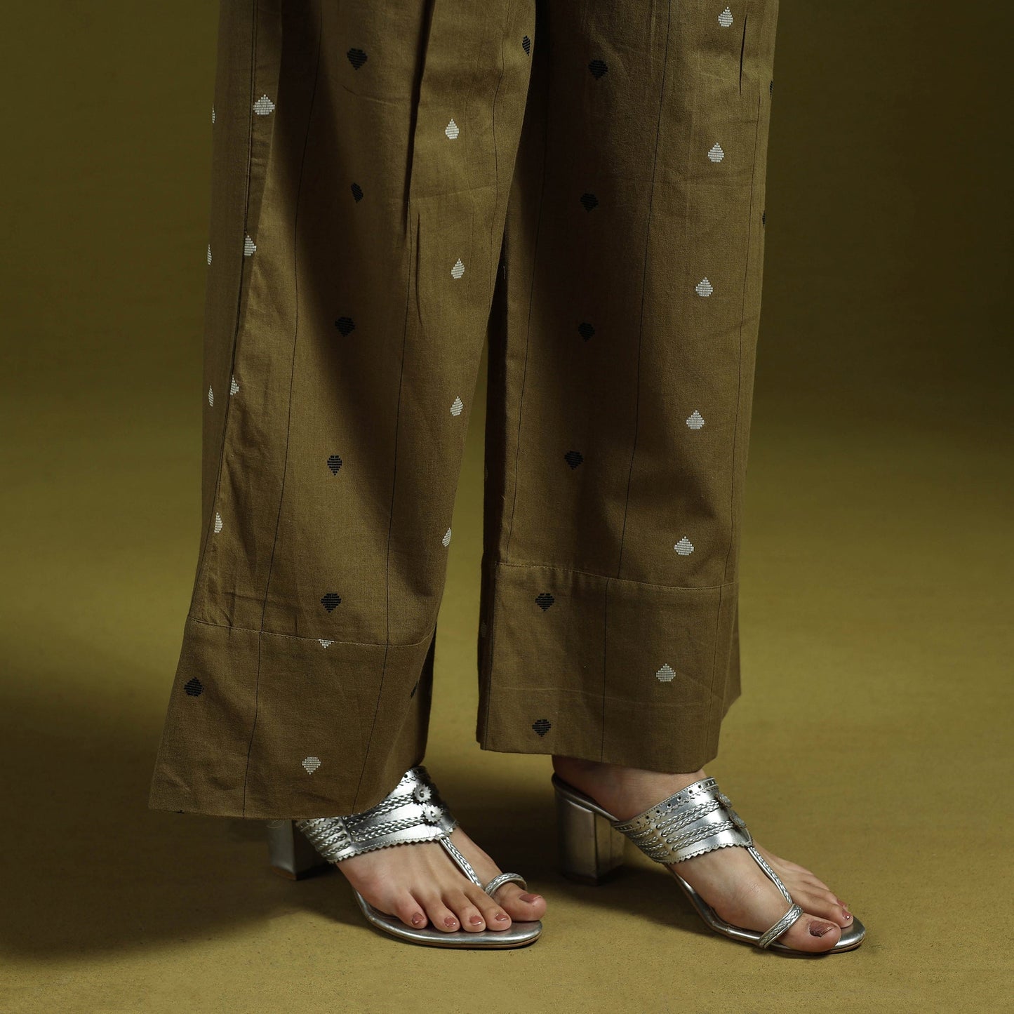 Jacquard weave cotton elasticated palazzo 30 - handcrafted