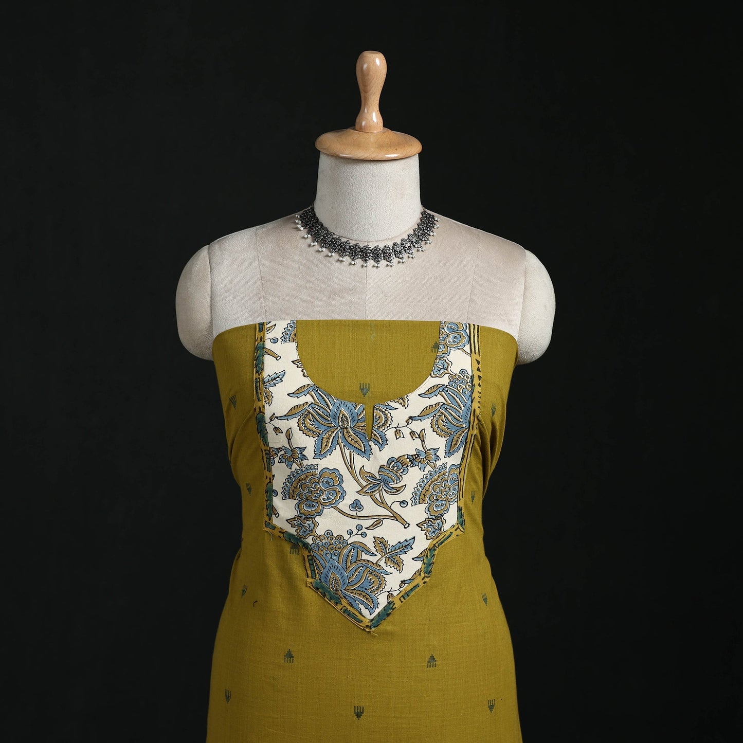 Jacquard weave cotton patchwork unstitched kurta material
