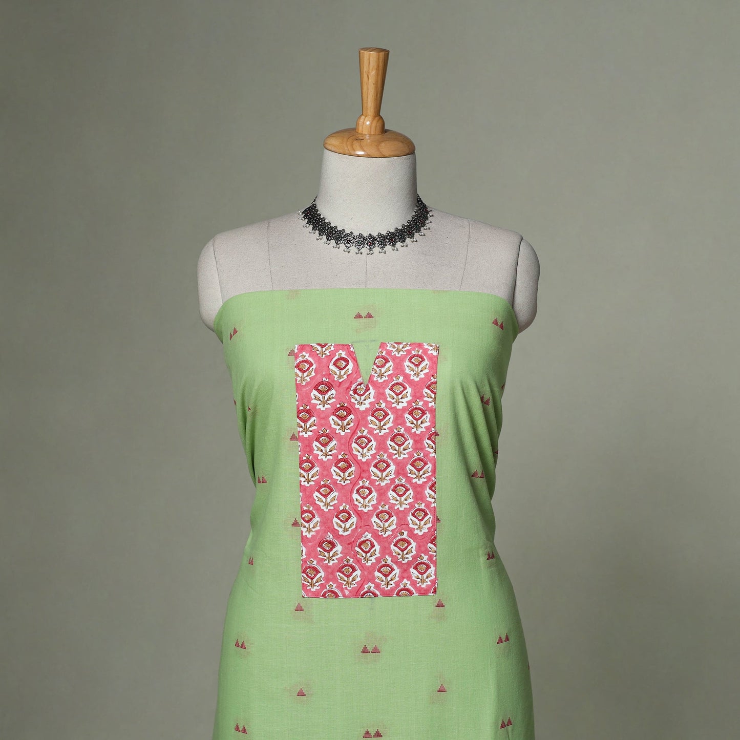 Jacquard weave cotton patchwork unstitched kurta material