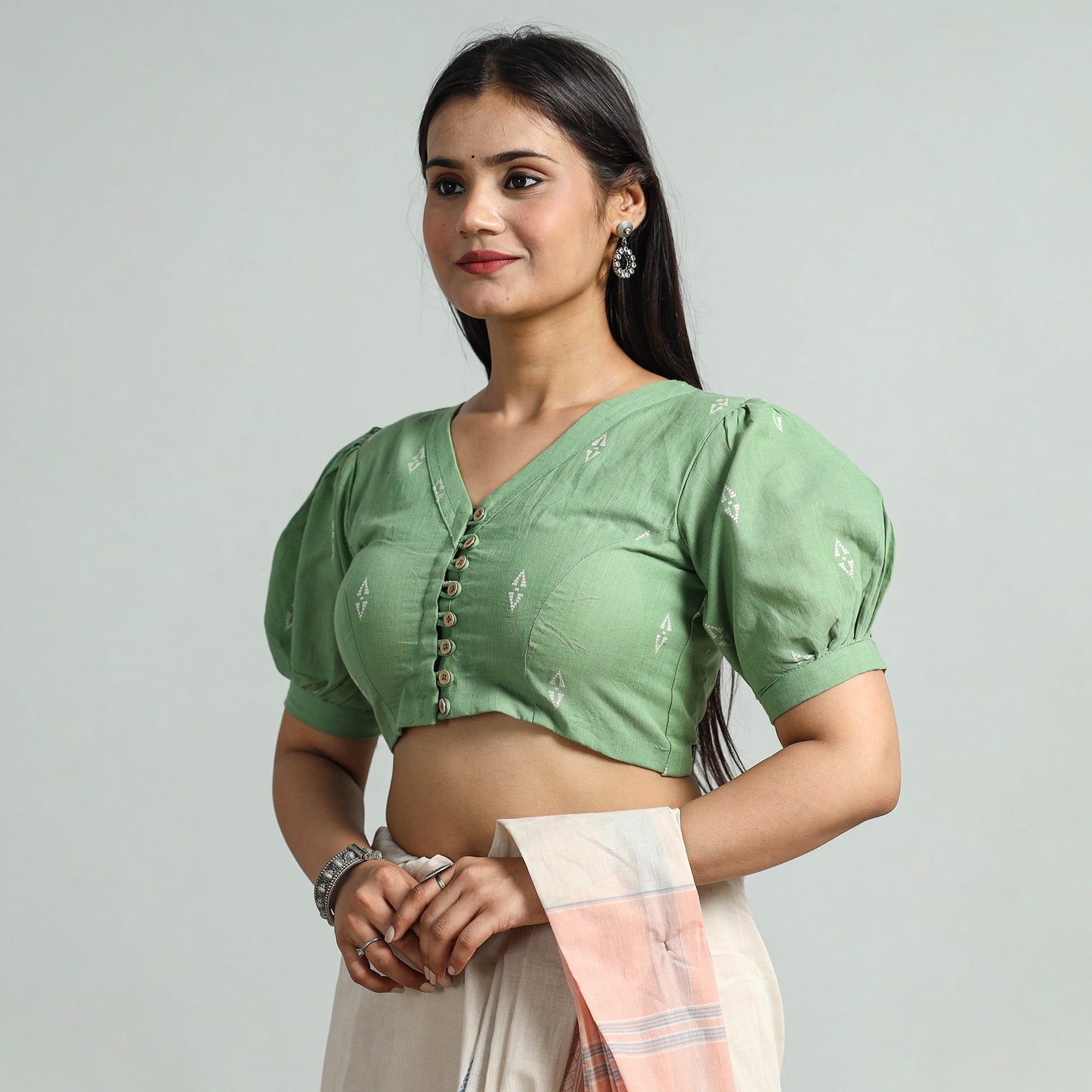 Buy Jacquard Weave Cotton Stitched Blouse