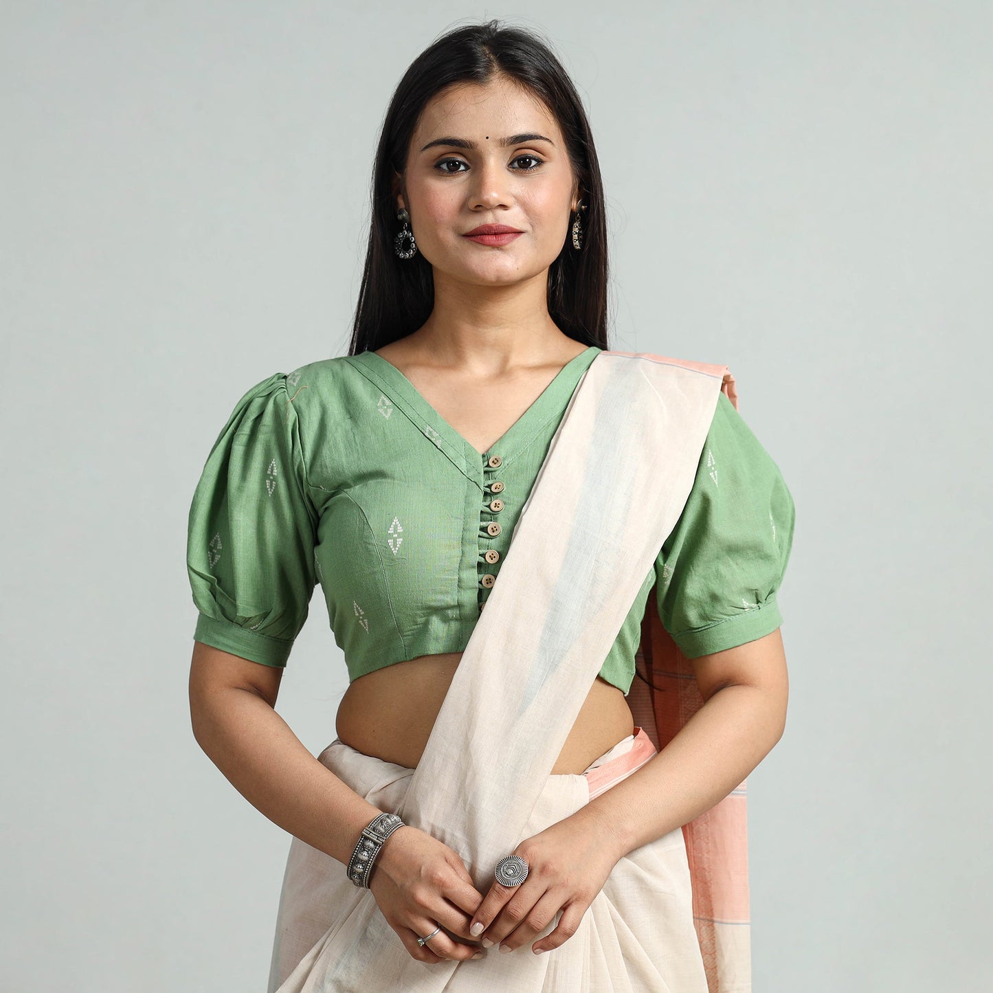 Buy Jacquard Weave Cotton Stitched Blouse
