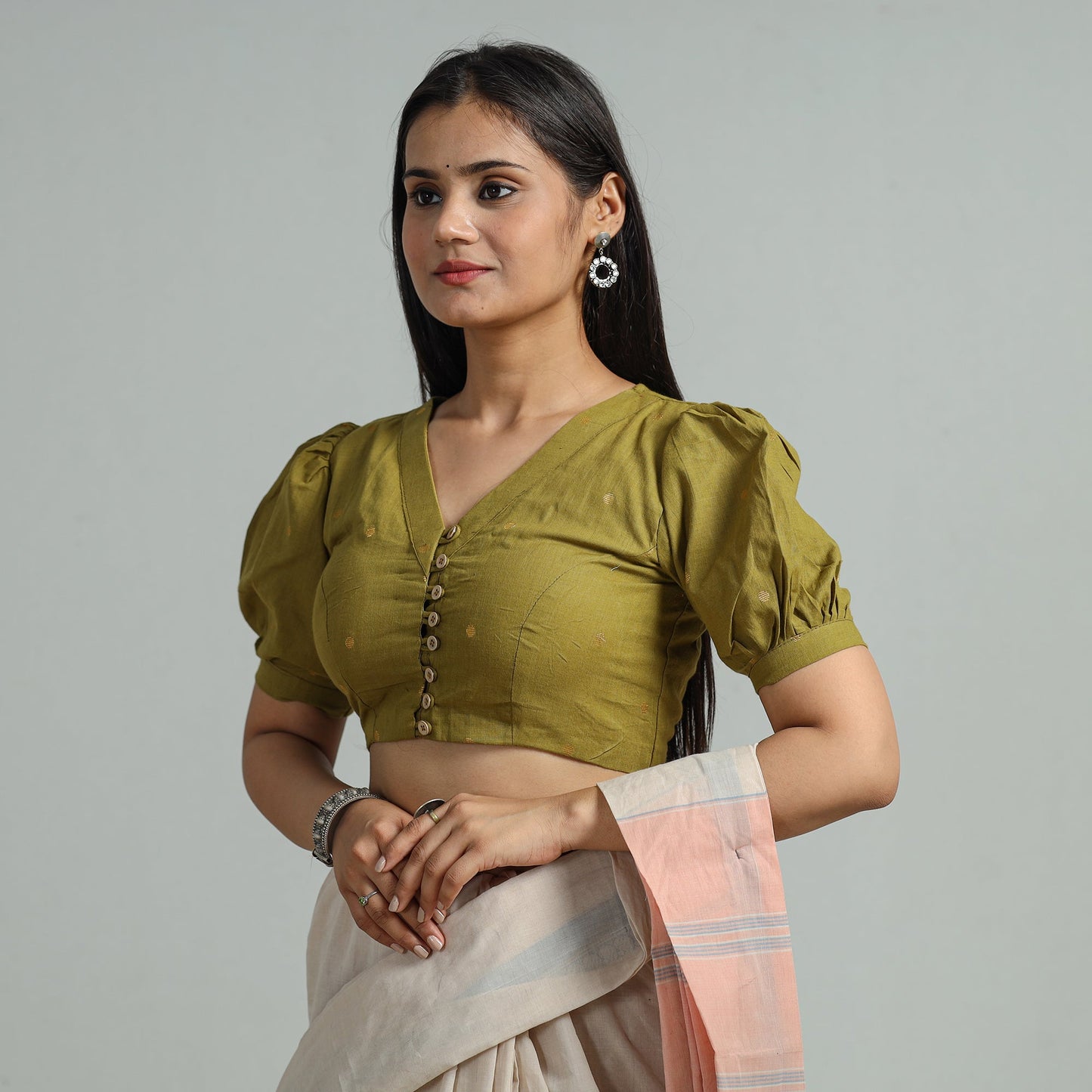 Buy Jacquard Weave Cotton Stitched Blouse