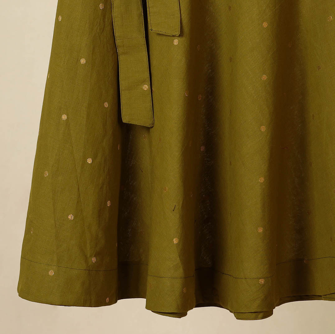 Green - jacquard weave cotton wrap around skirt 44