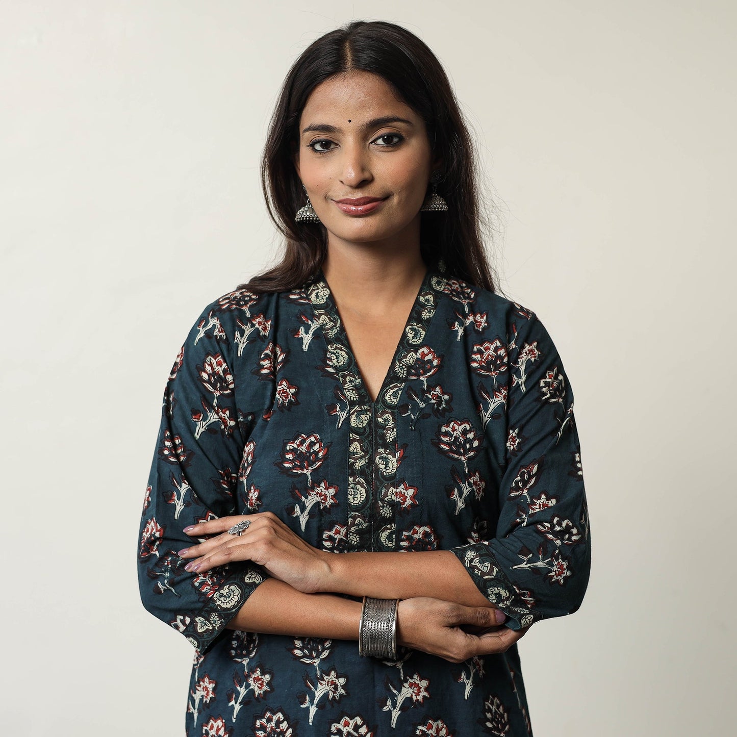 Jahota Block Printed Cotton Straight Kurta for Women
