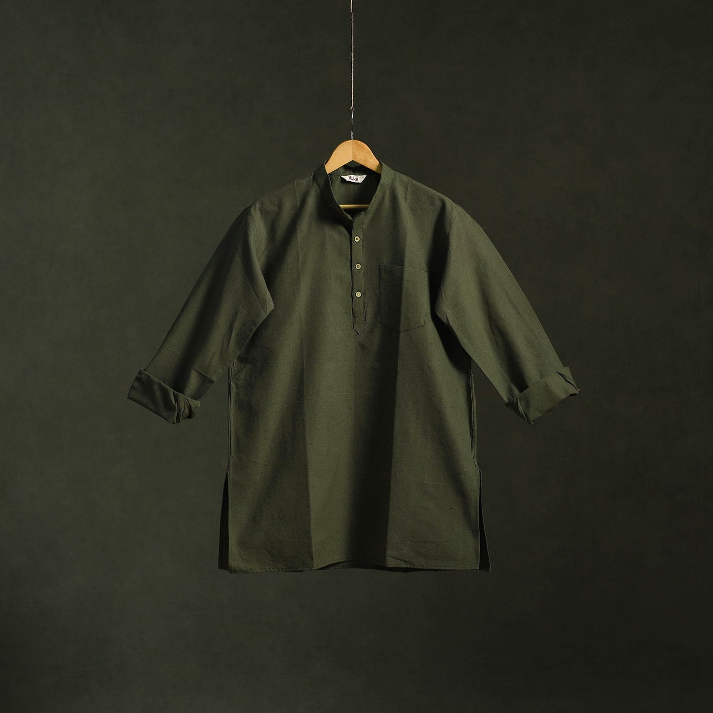 Jhiri handloom cotton short kurta for men 10 - handcrafted