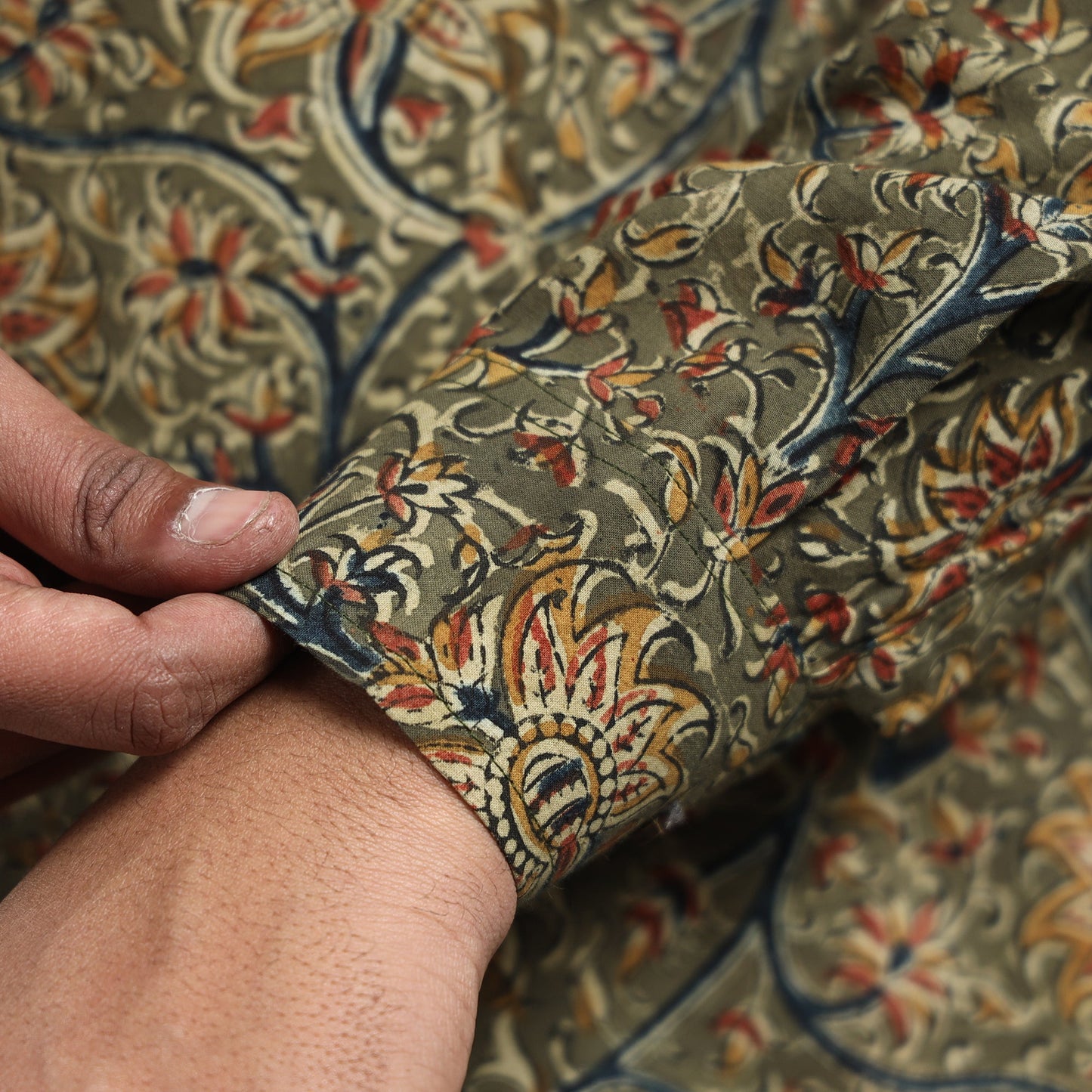 Buy Kalamkari Block Printed Cotton Men Long Kurta Online at iTokri.com
