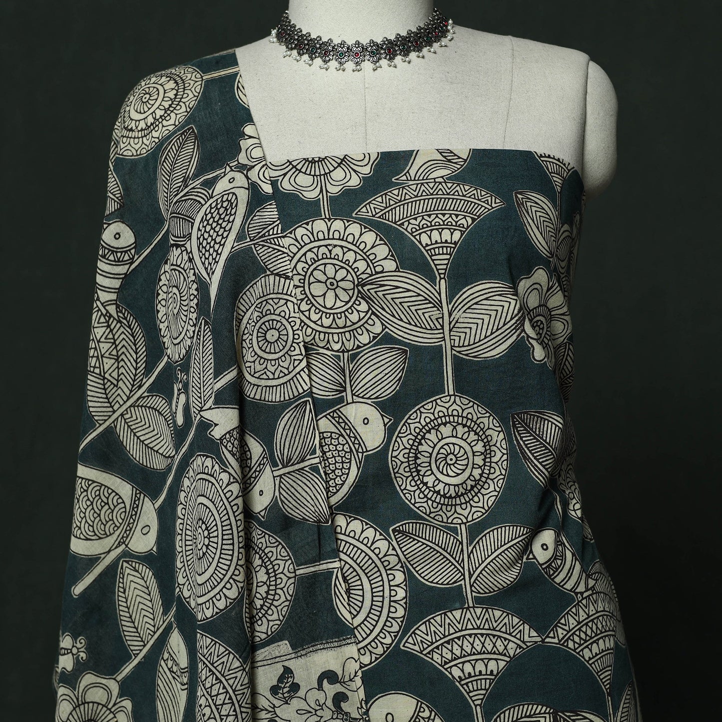 Kalamkari printed cotton 2pc unstitched dress material 09