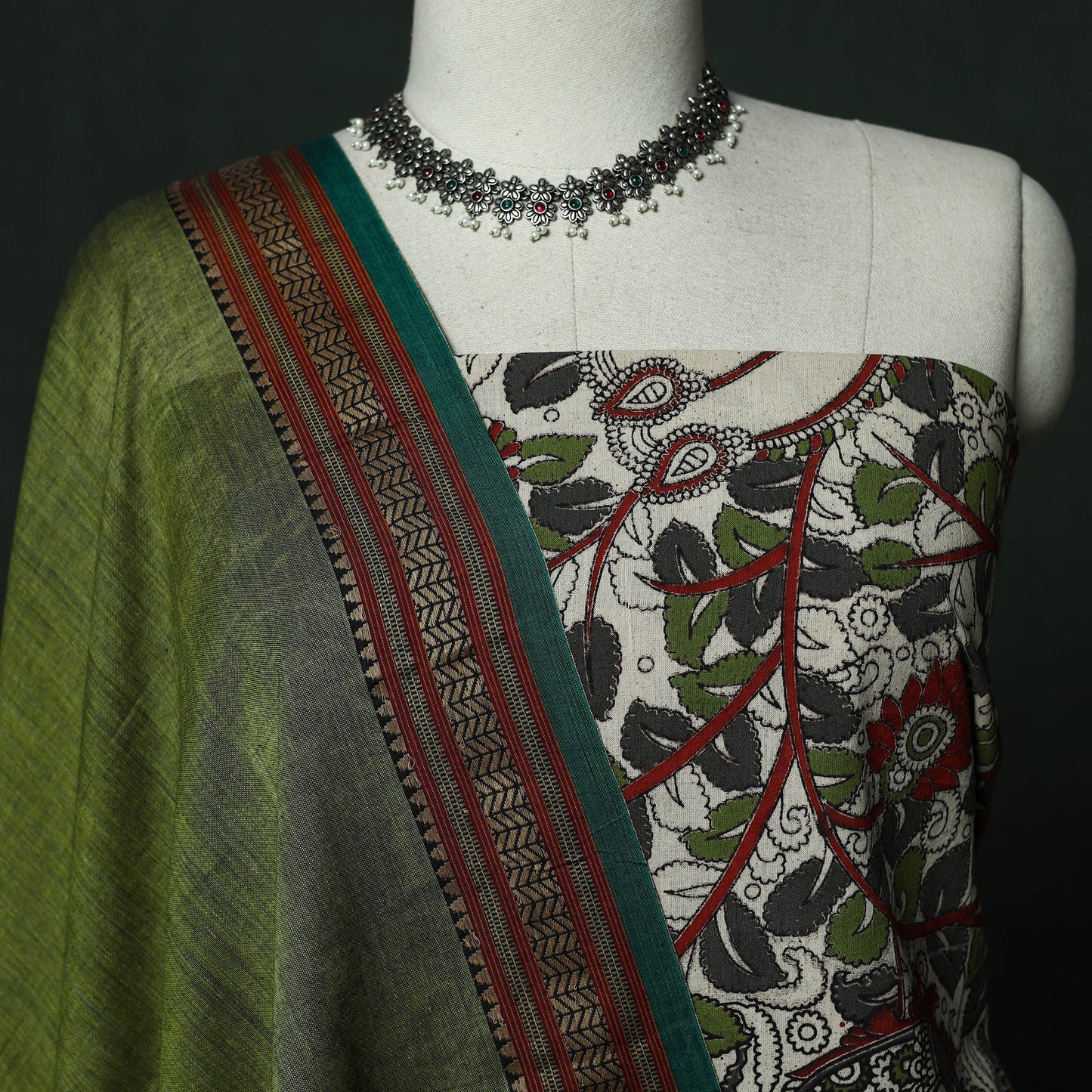 Kalamkari printed cotton 2pc unstitched dress material