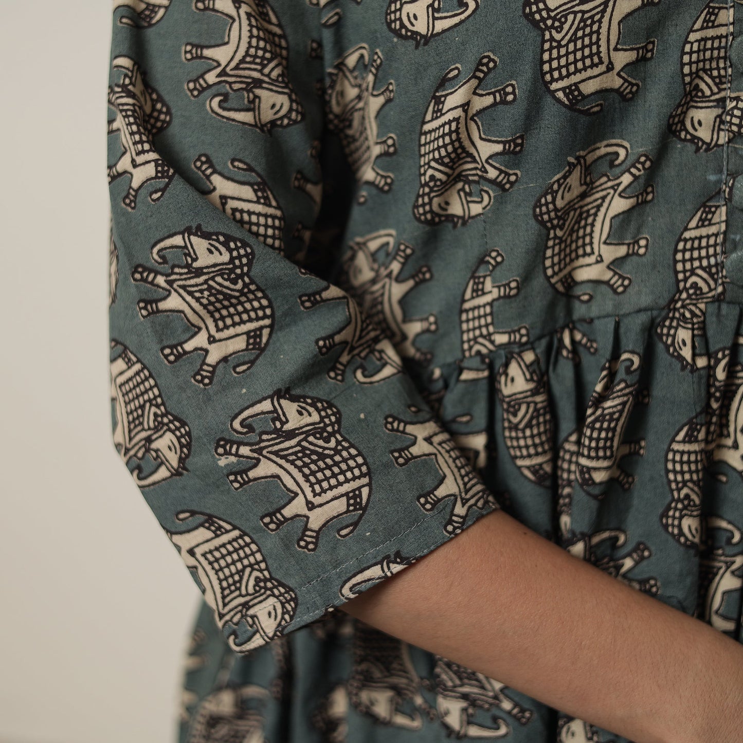 Kalamkari Printed Cotton Flared Kurta For Women