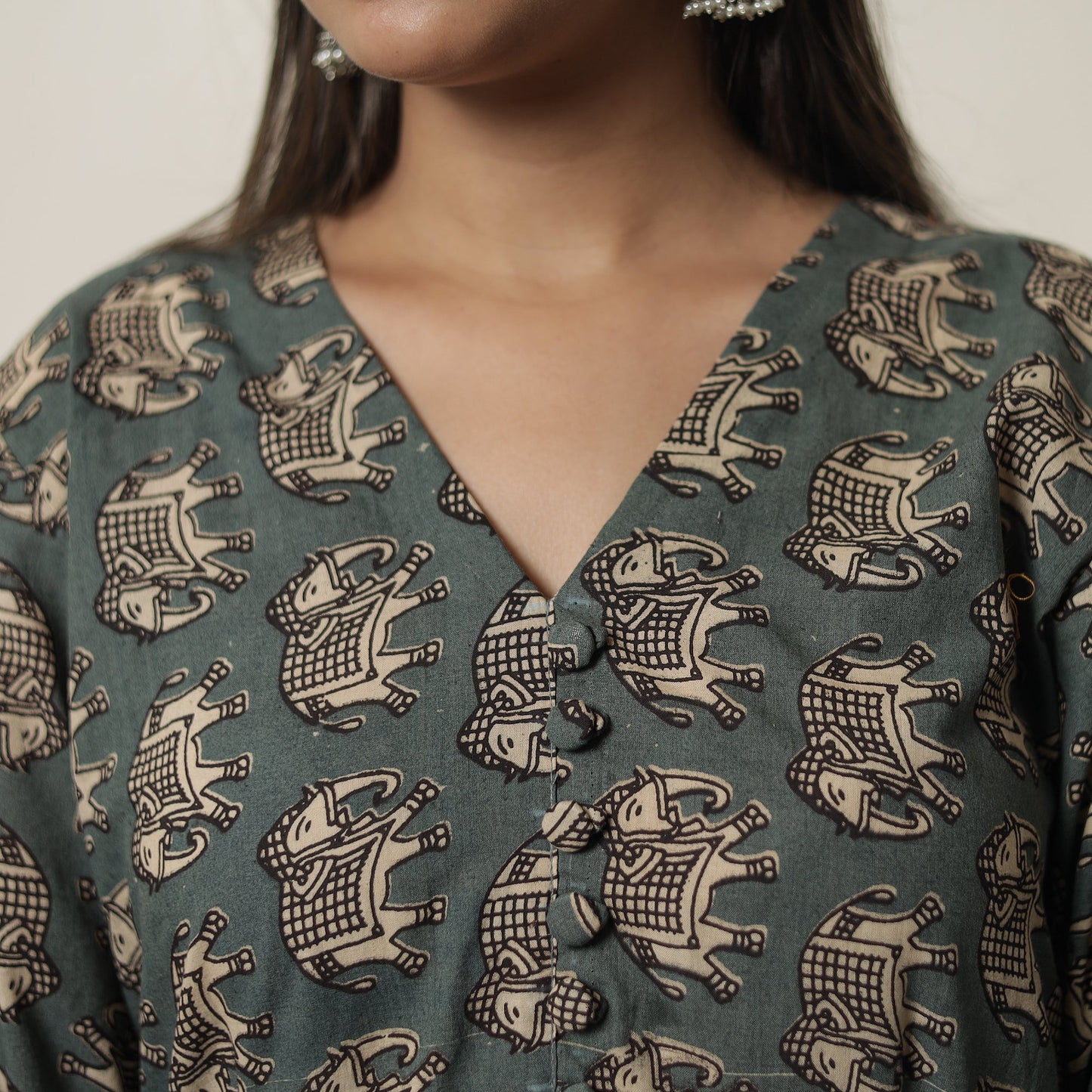 Kalamkari Printed Cotton Flared Kurta For Women