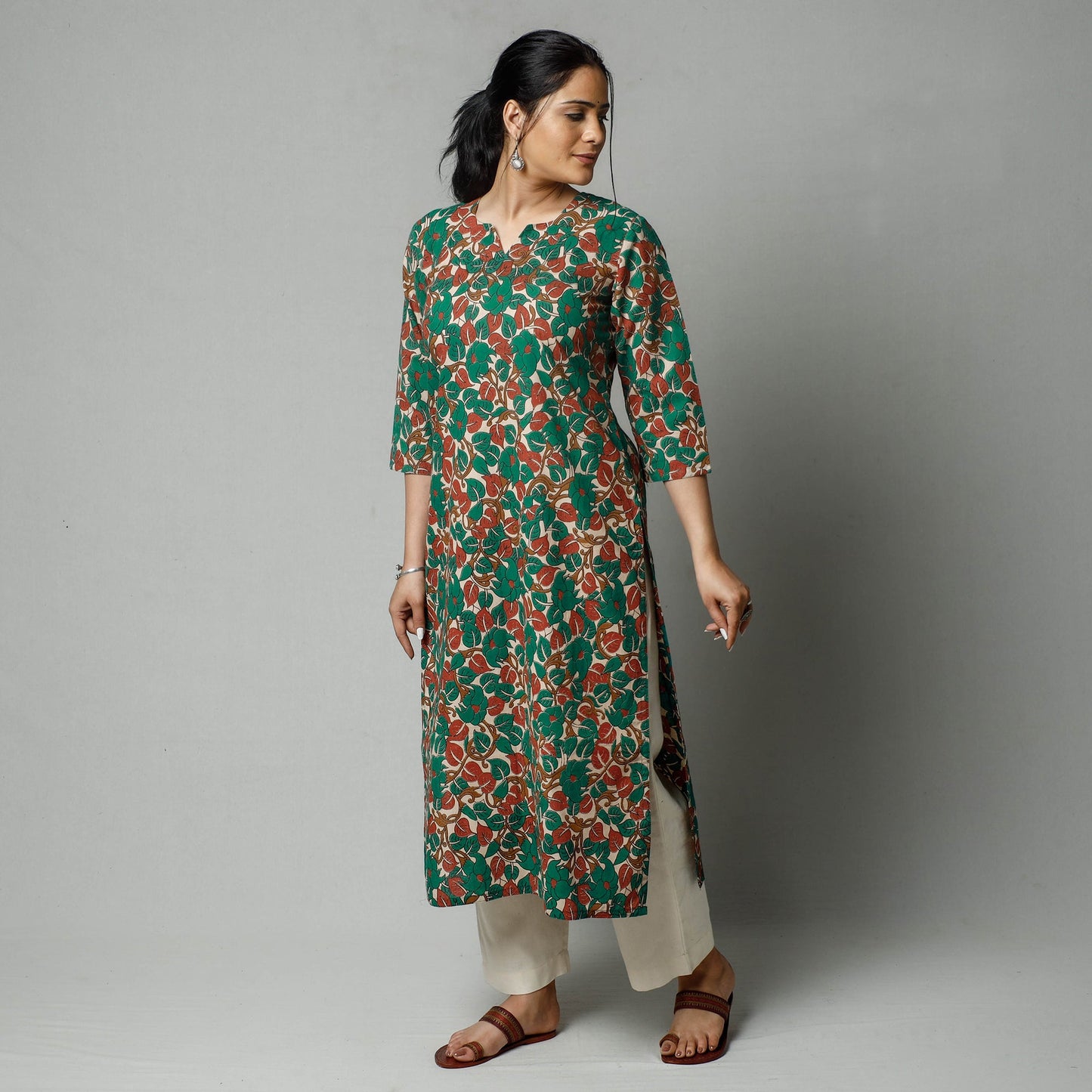 Kalamkari Printed Cotton Kurta For Women