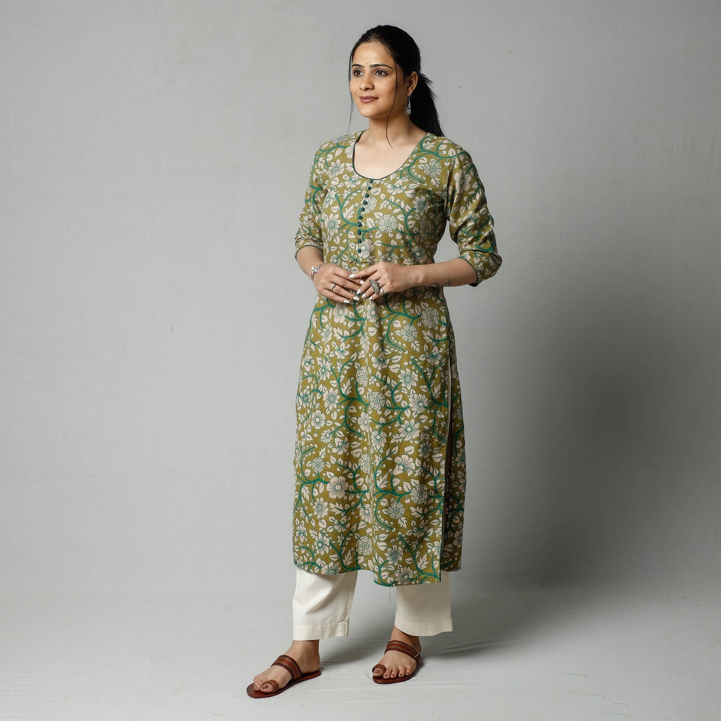 Kalamkari Printed Cotton Kurta For Women