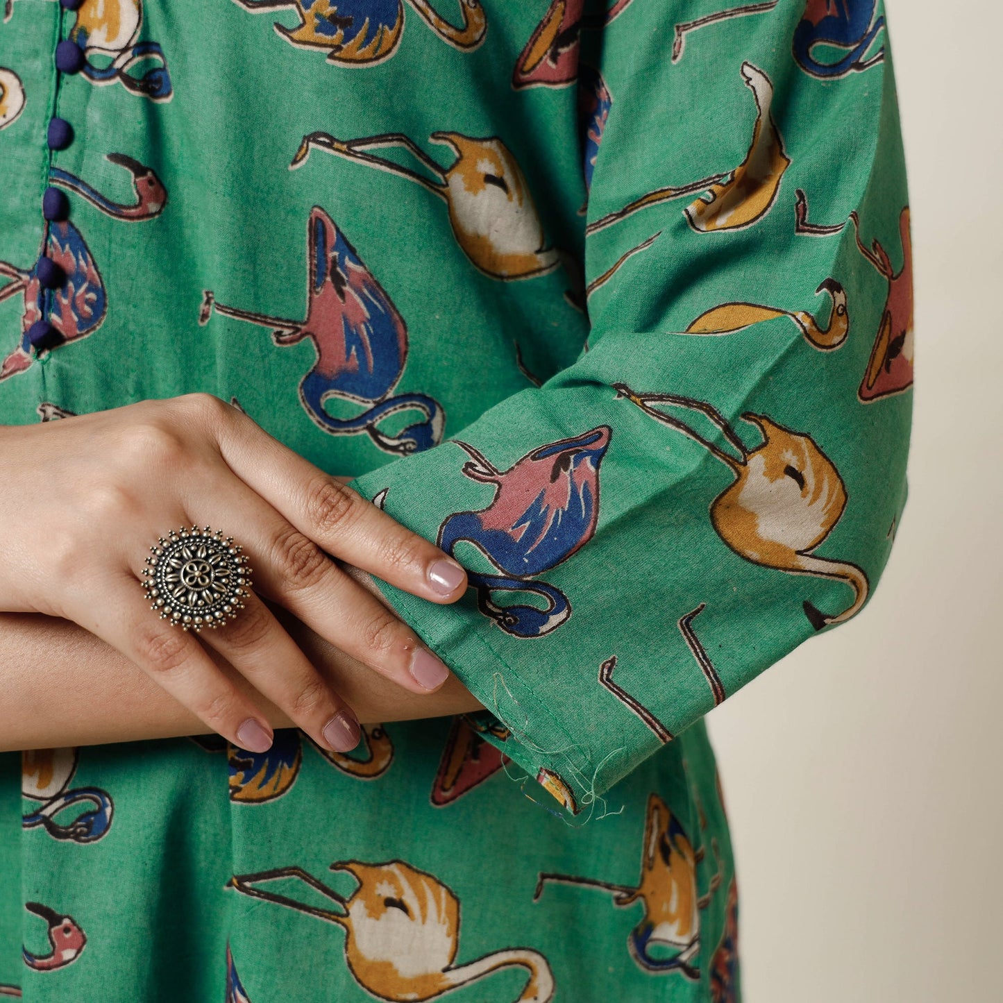Kalamkari Printed Cotton Long Kurta For Women