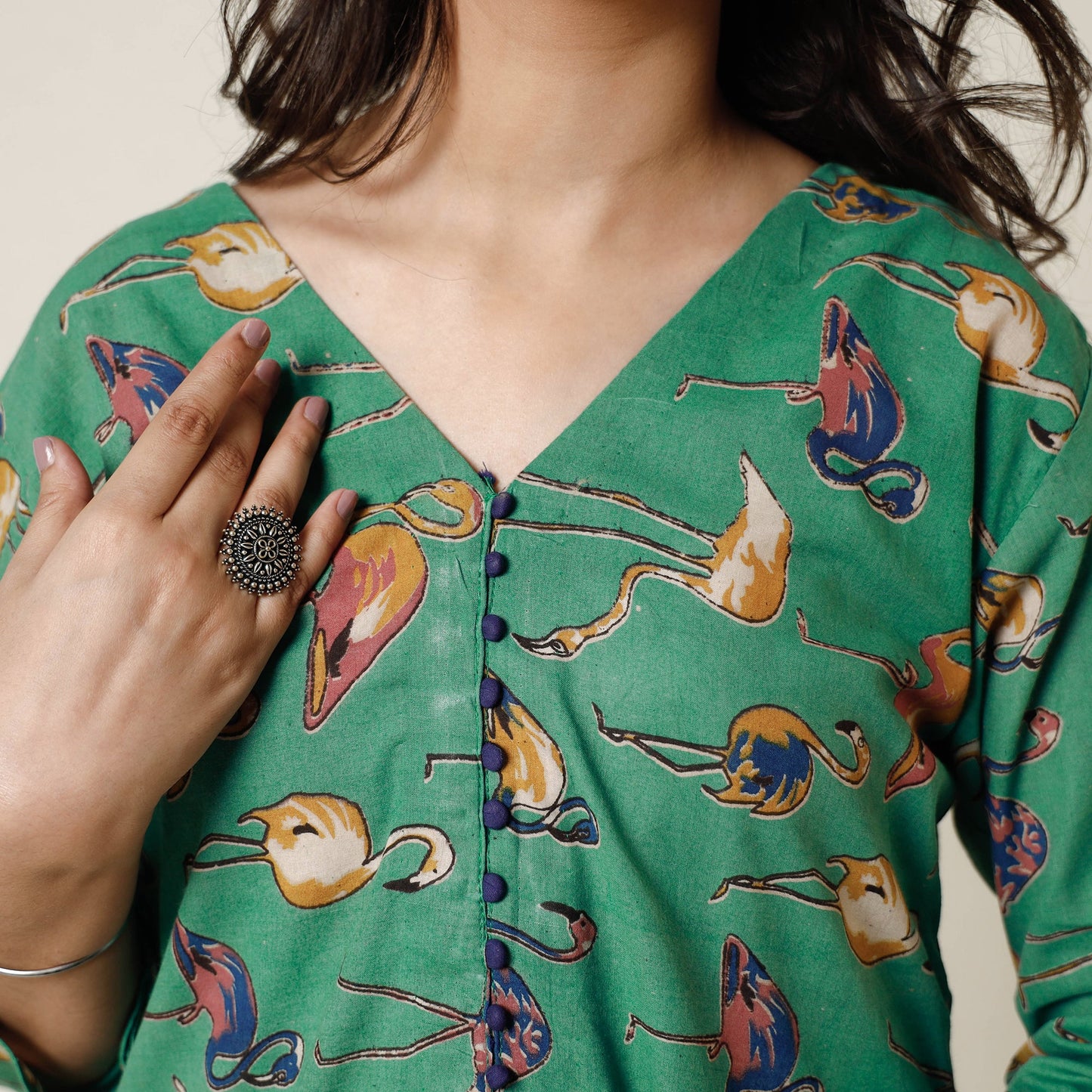 Kalamkari Printed Cotton Long Kurta For Women