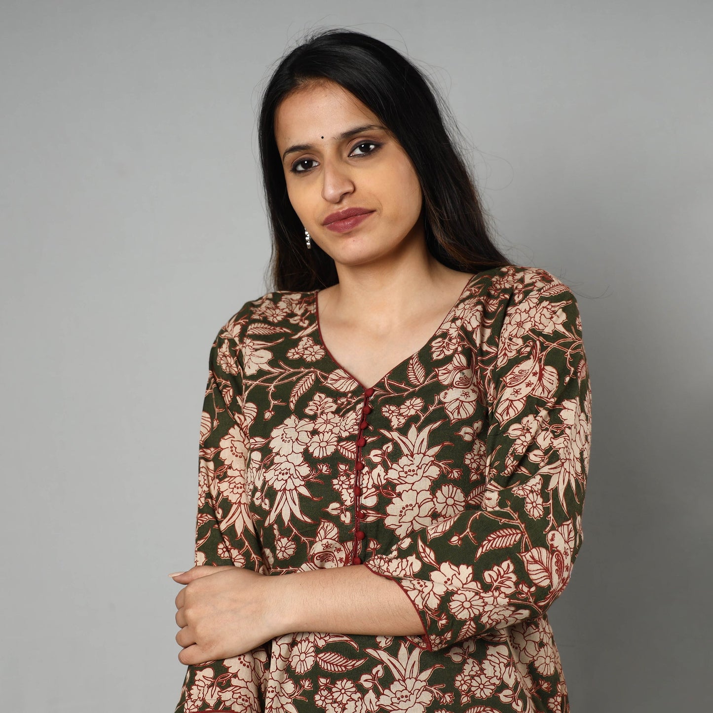 Kalamkari Printed Cotton Long Kurta For Women