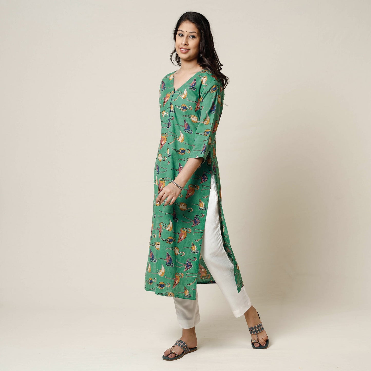 Kalamkari Printed Cotton Long Kurta For Women