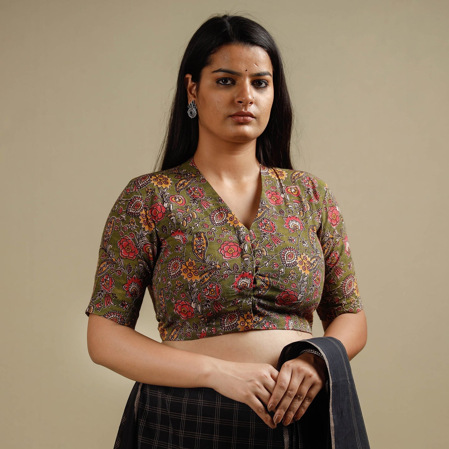 Buy Kalamkari Printed Cotton Stitched Blouse