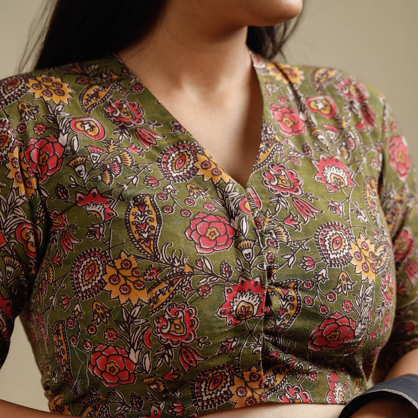 Buy Kalamkari Printed Cotton Stitched Blouse
