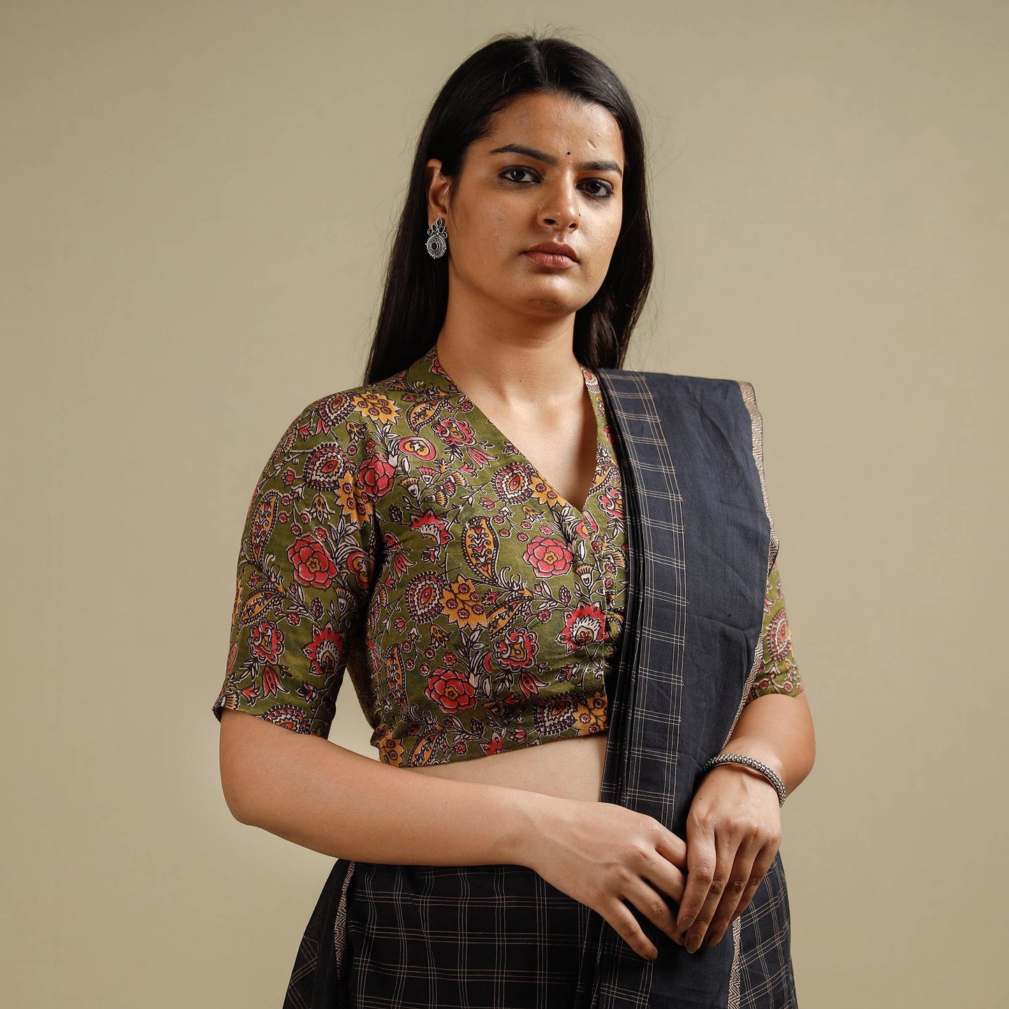 Buy Kalamkari Printed Cotton Stitched Blouse