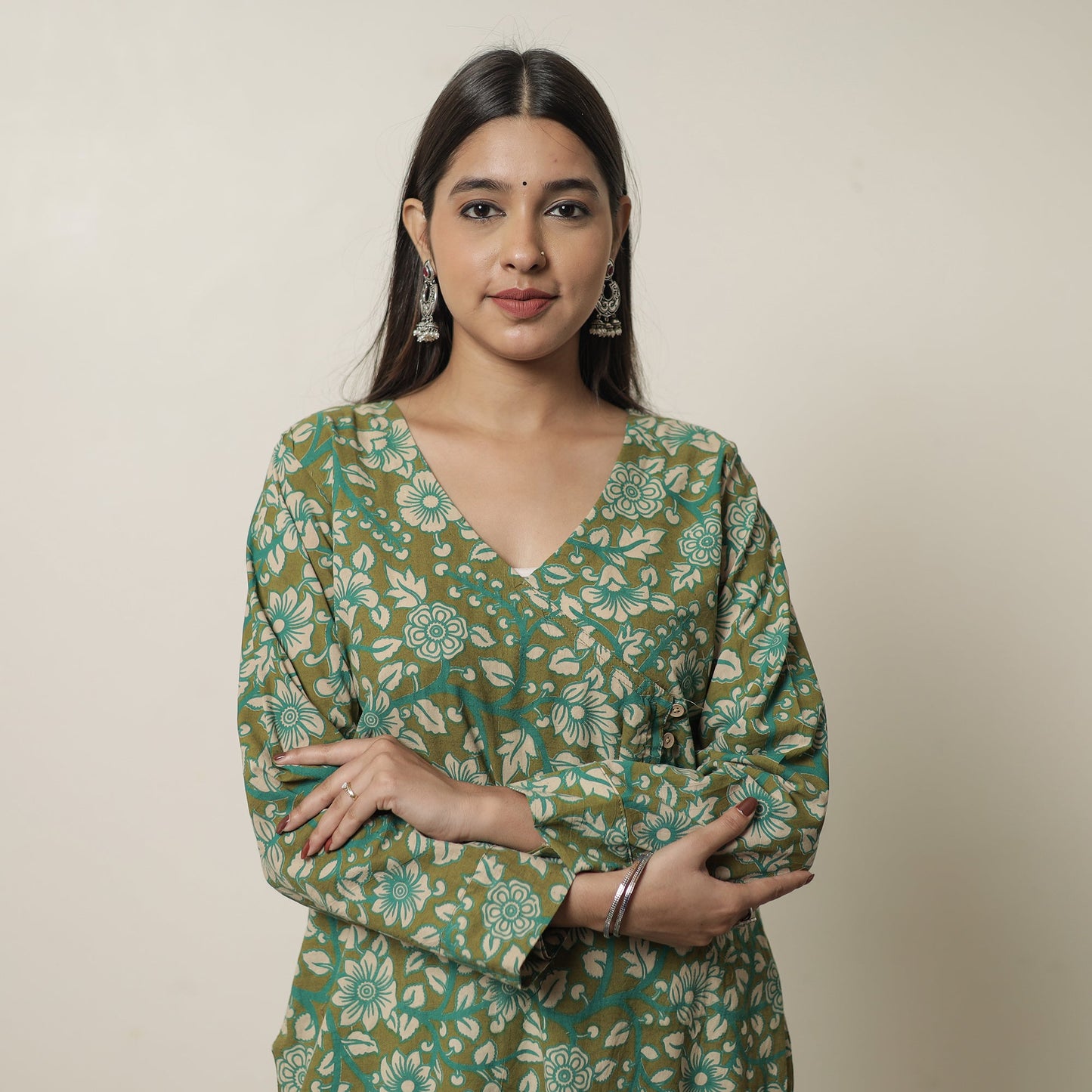 Kalamkari Printed Cotton Straight Kurta For Women