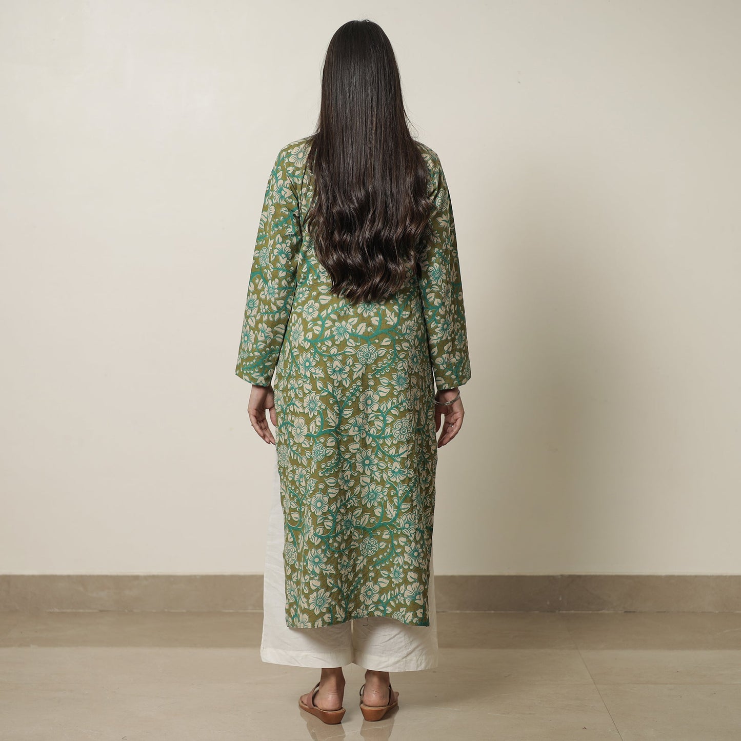 Kalamkari Printed Cotton Straight Kurta For Women