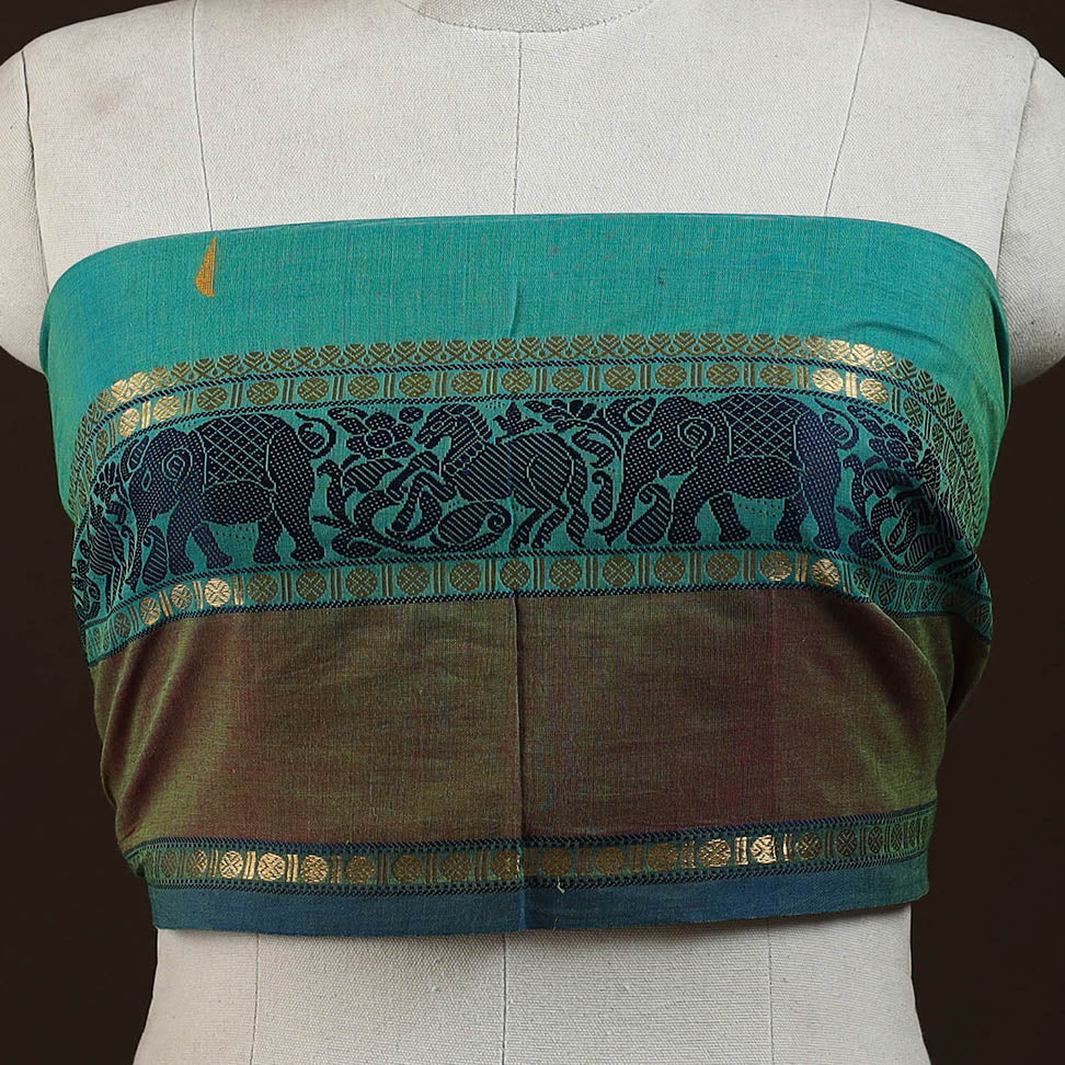Kanchipuram cotton blouse piece 11 - handcrafted