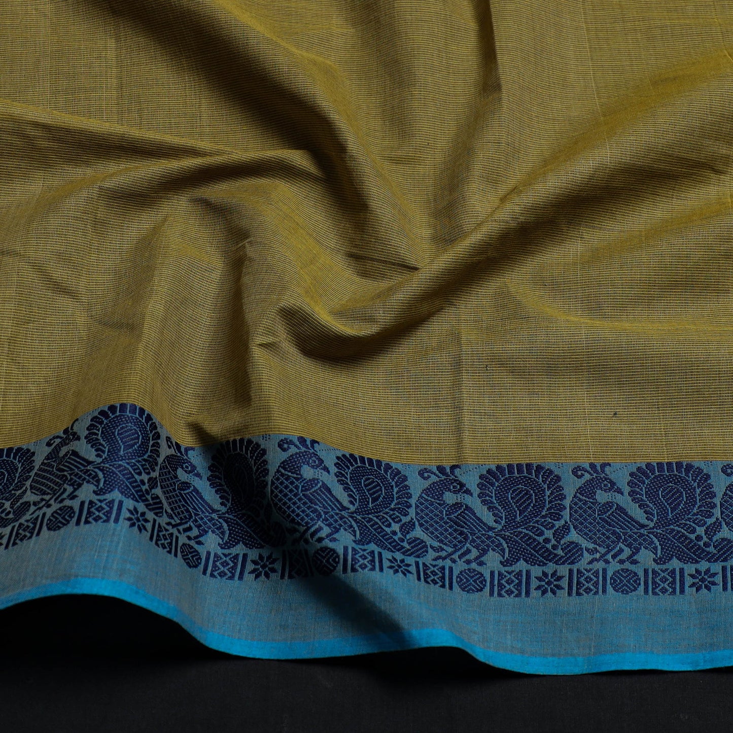 Green - kanchipuram cotton blouse piece 59 - handcrafted