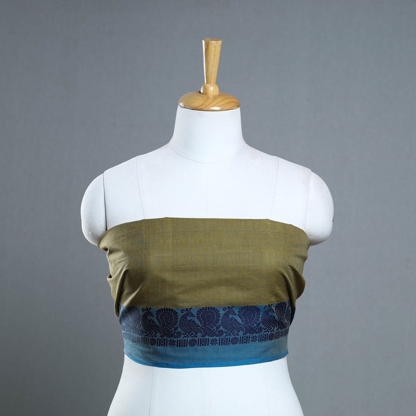 Green - kanchipuram cotton blouse piece 59 - handcrafted