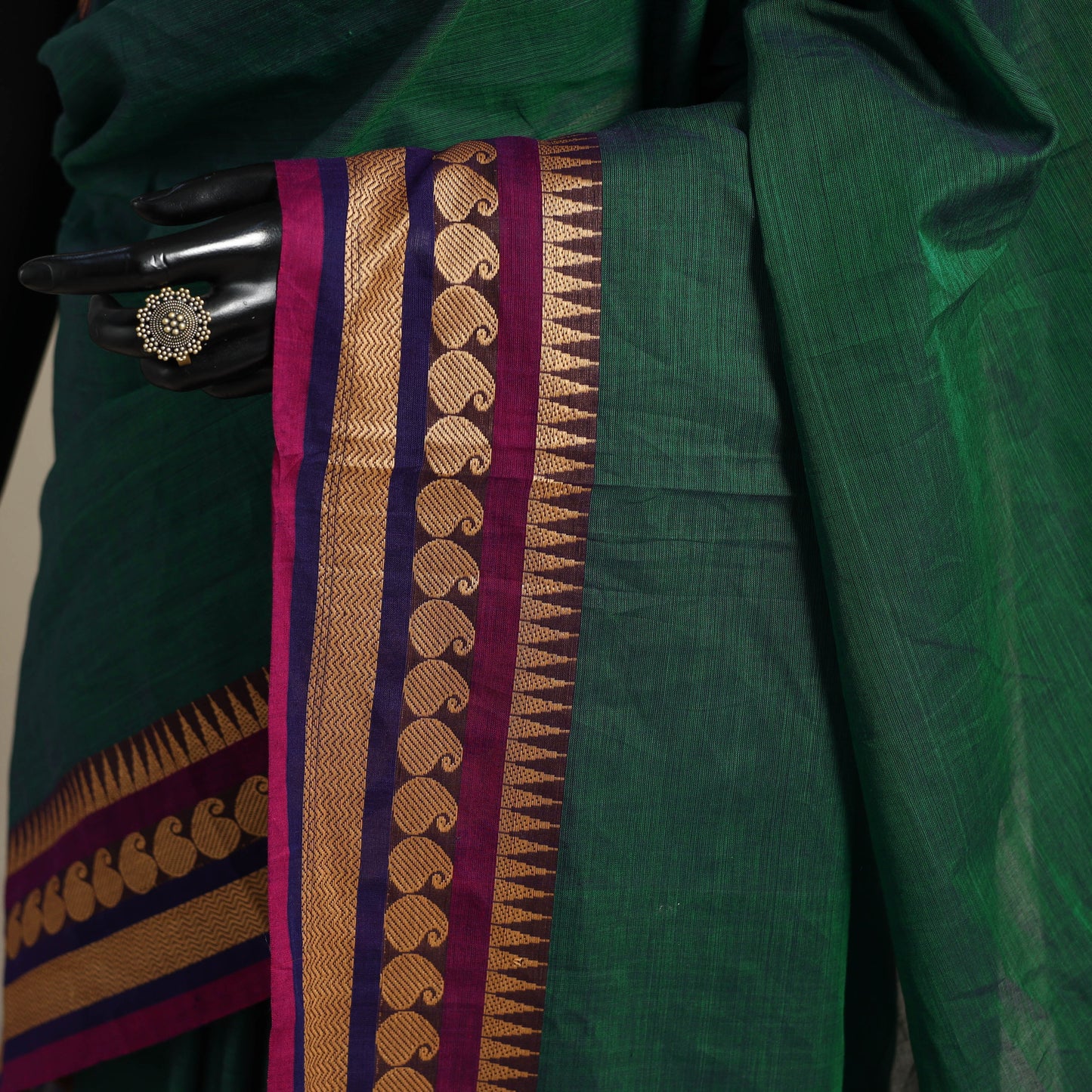 Green - kandangi chettinad cotton saree with border 20