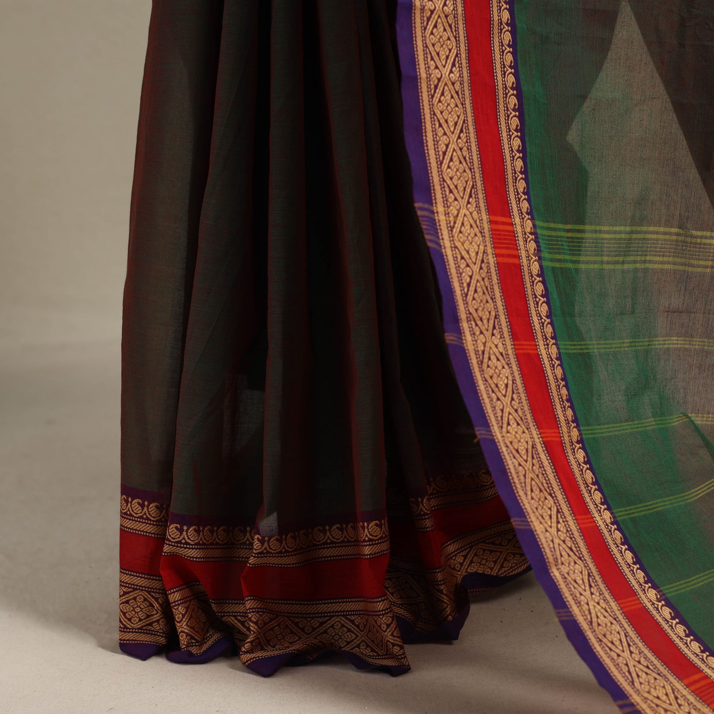 Green - kandangi chettinad cotton saree with border 21