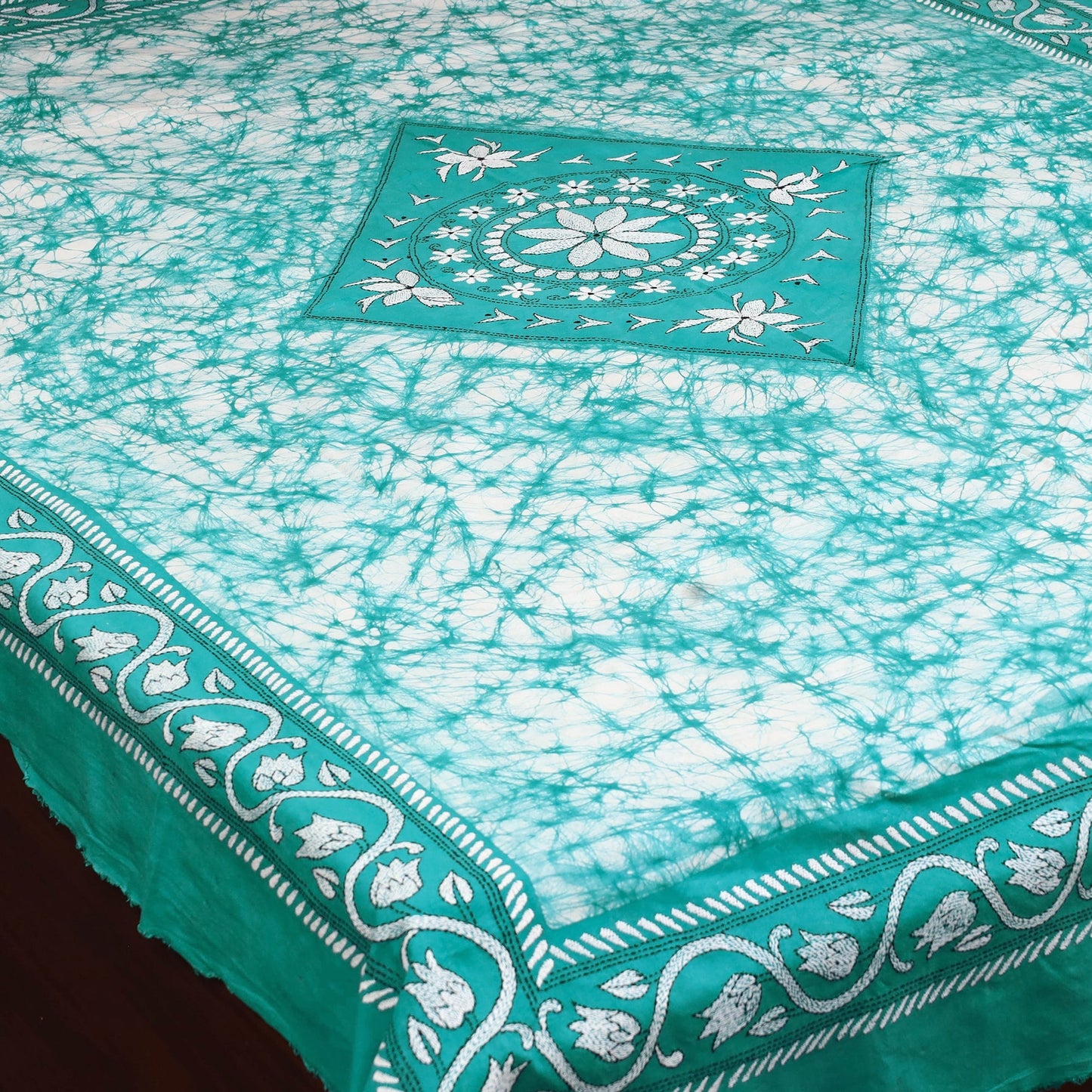 Kantha handwork cotton single hand batik bed sheet 09