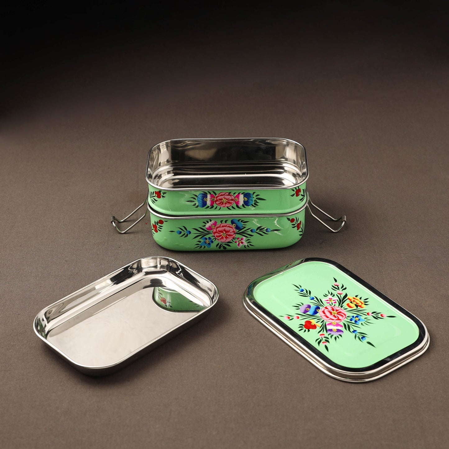 Kashmir enamelware floral handpainted stainless steel 2