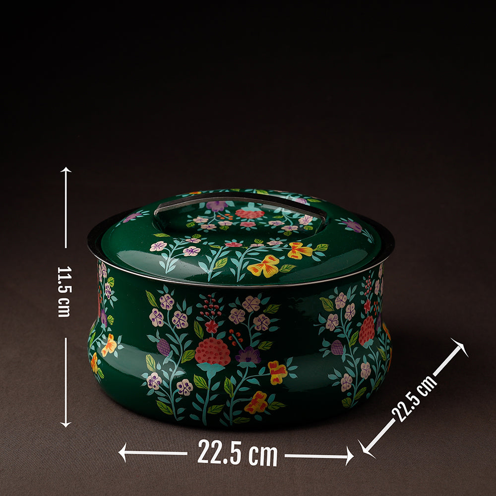 Floral Handpainted Enamelware Stainless Steel Casserole