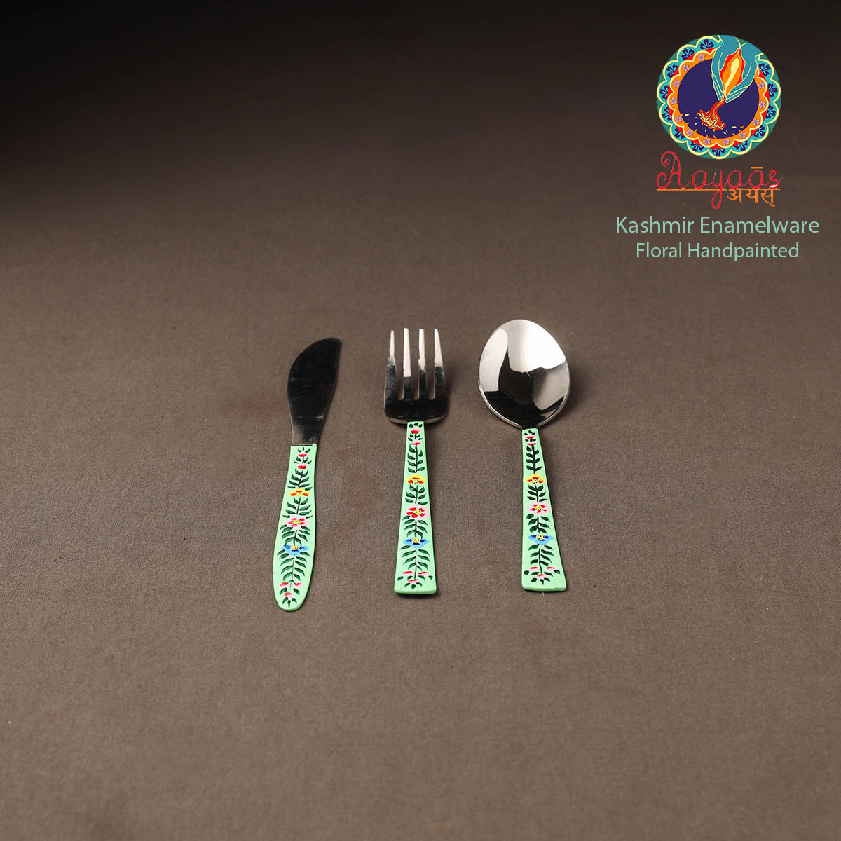 Kashmir enamelware floral handpainted stainless steel