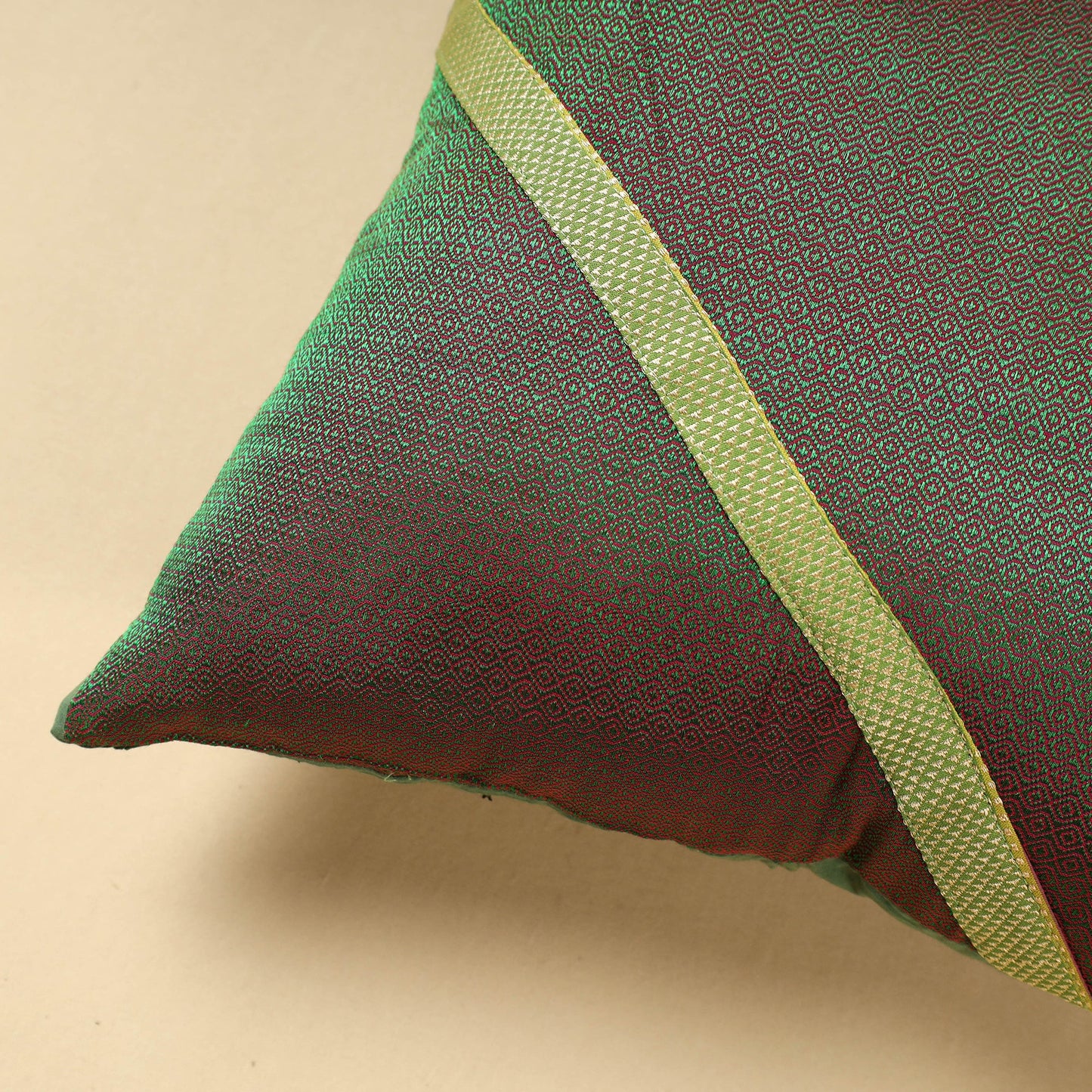 Green Khun Weave Cotton Cushion Cover (16 x 16 in)