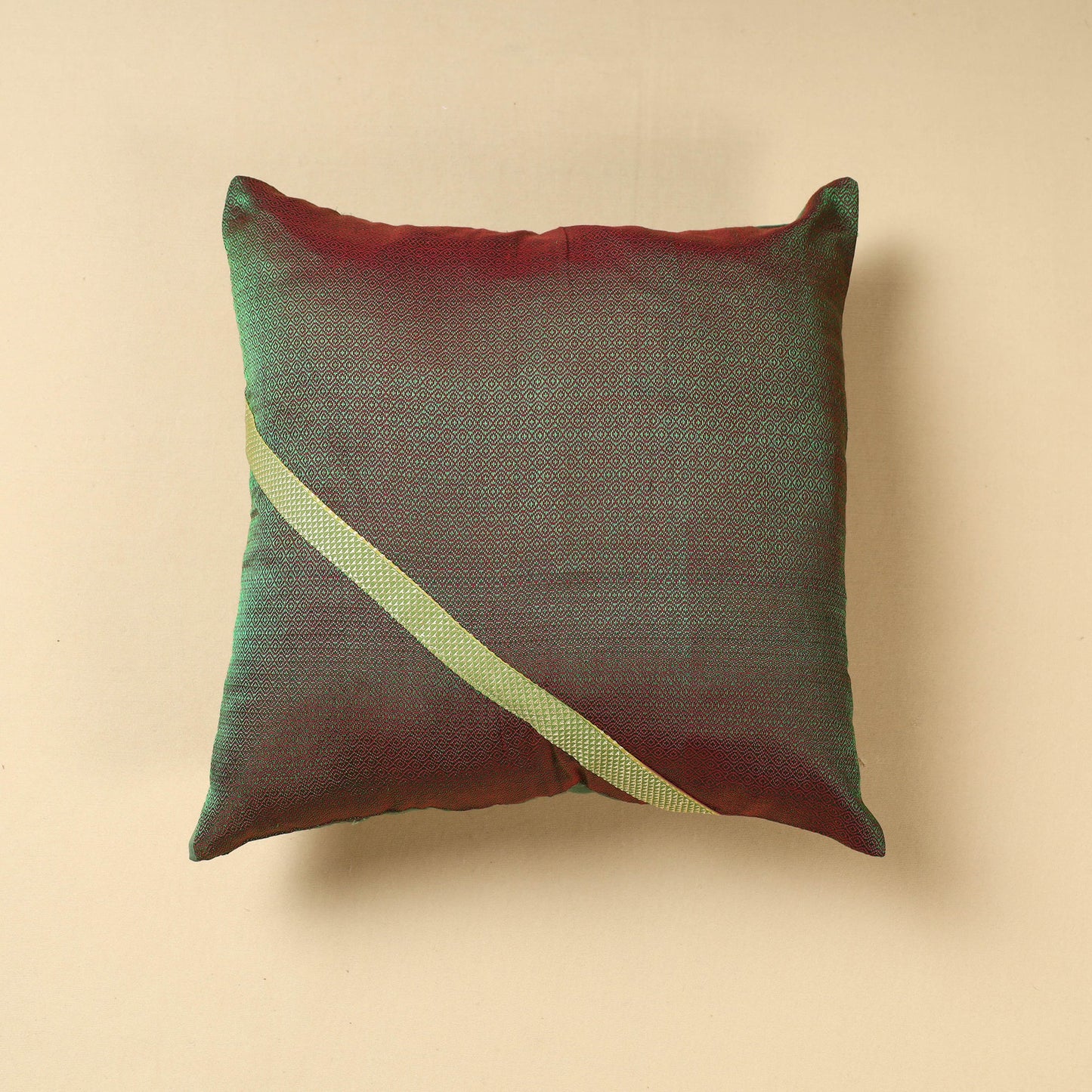 Green Khun Weave Cotton Cushion Cover (16 x 16 in)