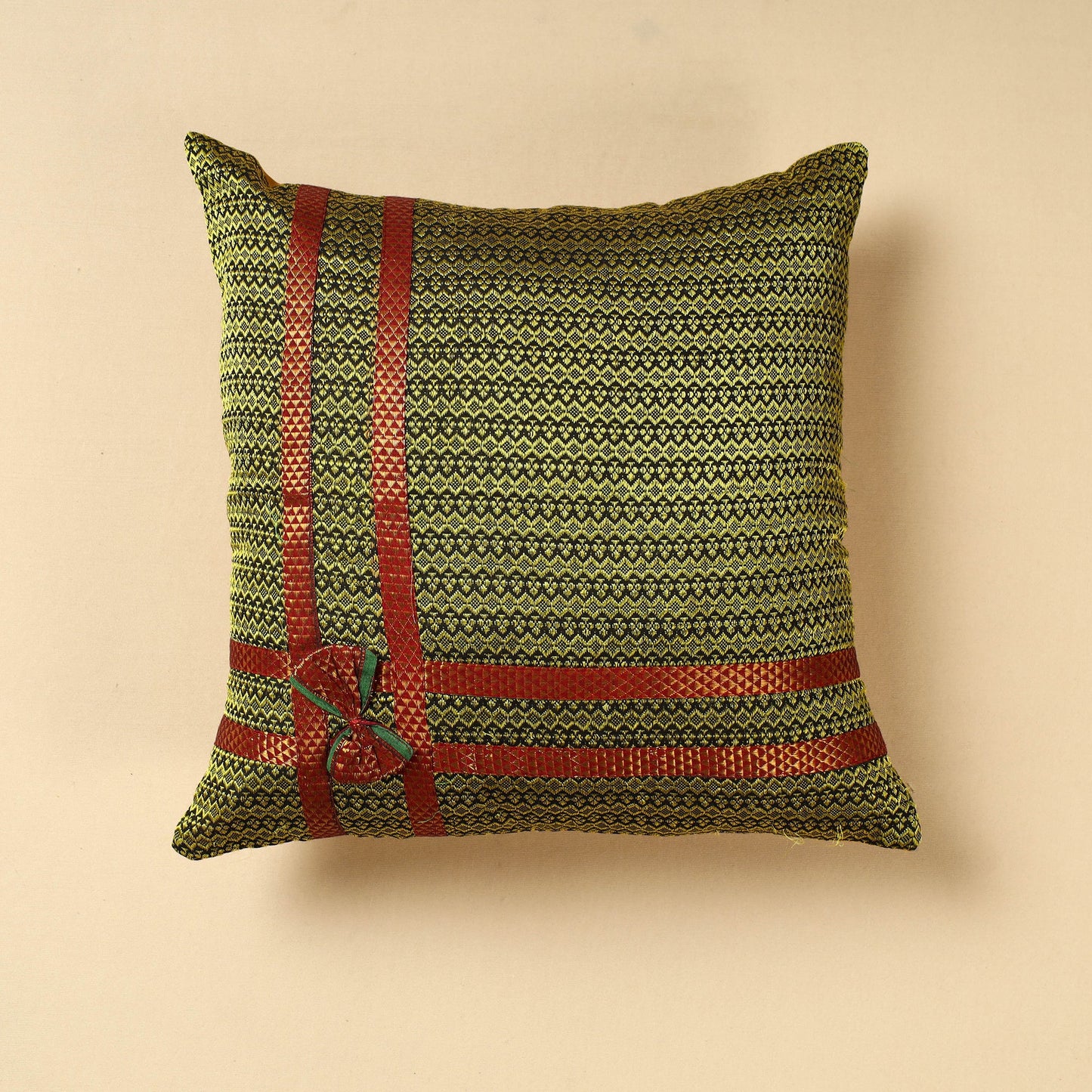 Green - Khun Weave Cotton Cushion Cover (16 x 16 in)
