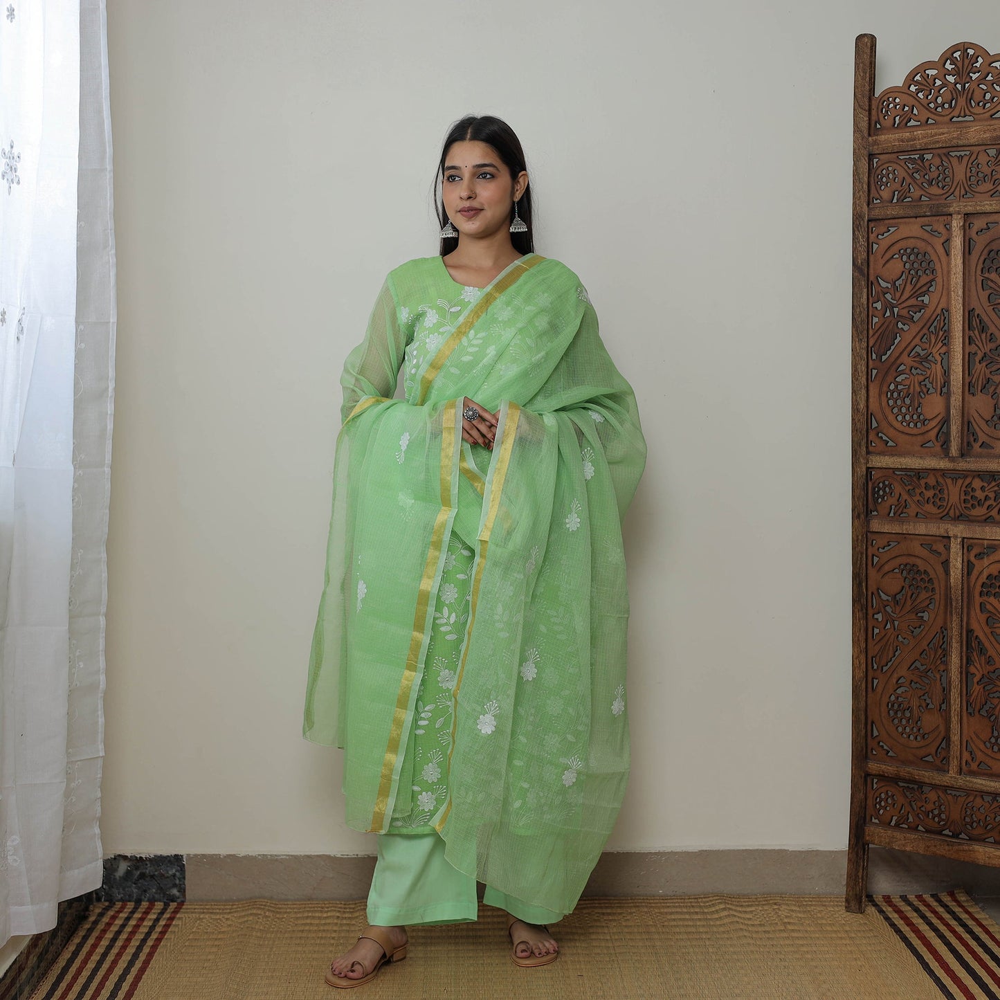 Kota Doria Embroidered Suit Set – Buy Online