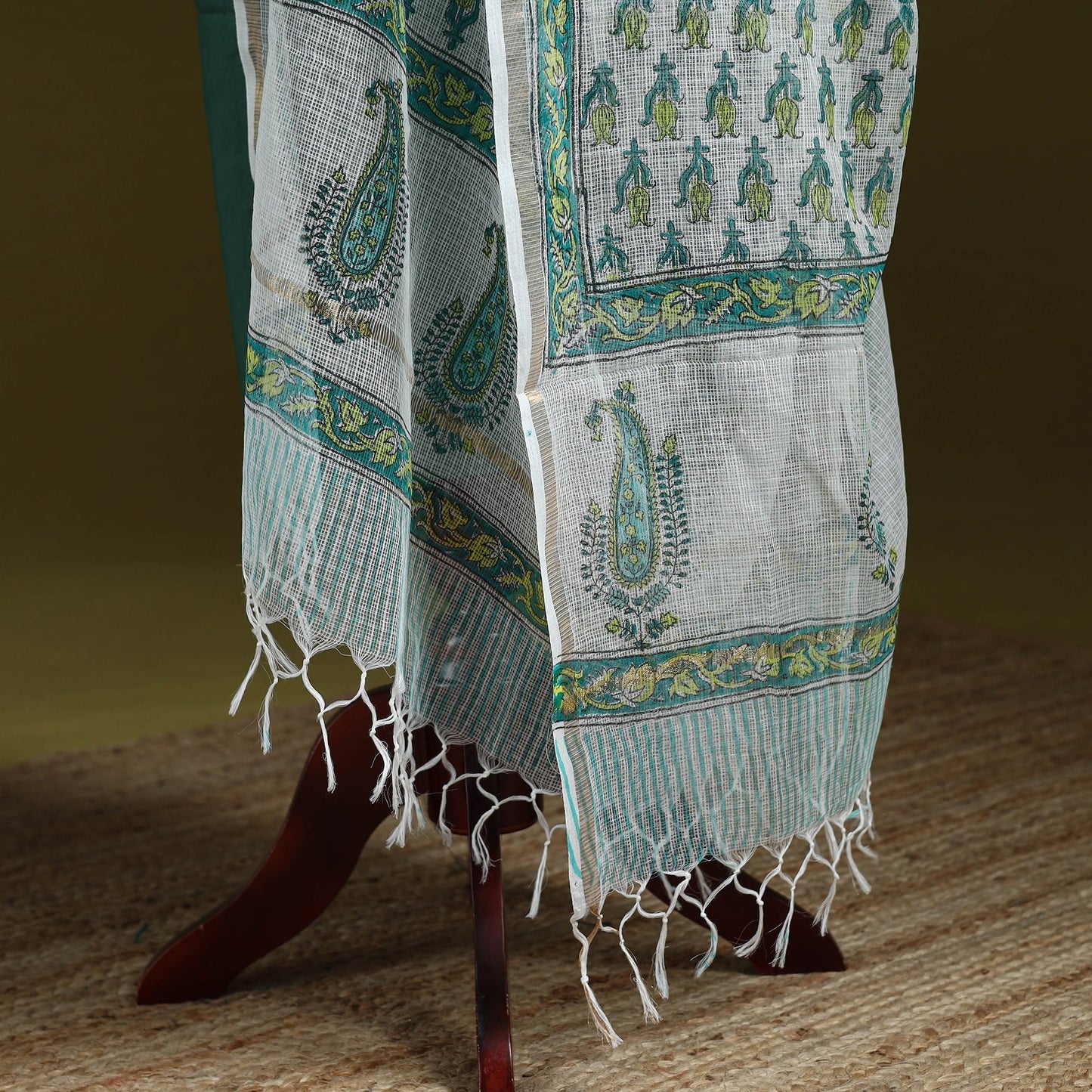 Kota doria cotton hand block print sanganeri floral dupatta