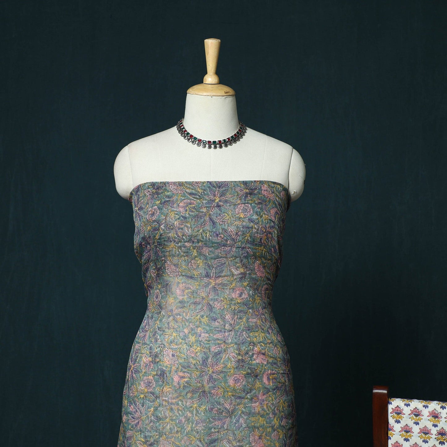 Kota doria cotton hand block sanganeri print 3pc unstitched