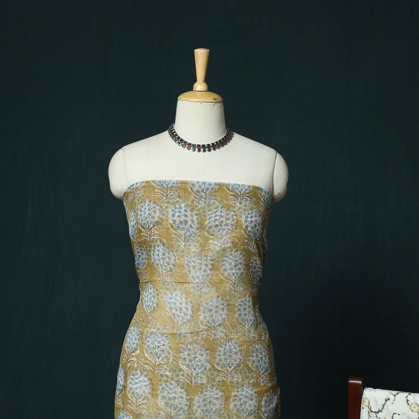 Kota doria cotton hand block sanganeri print 3pc unstitched