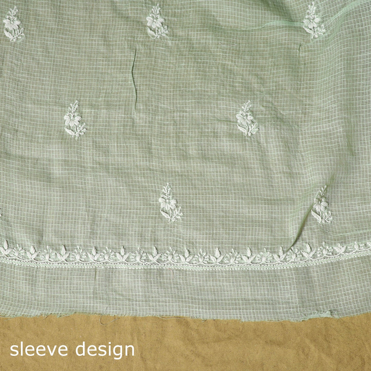 Green - kota doria cotton lucknow chikankari 2pc unstitched